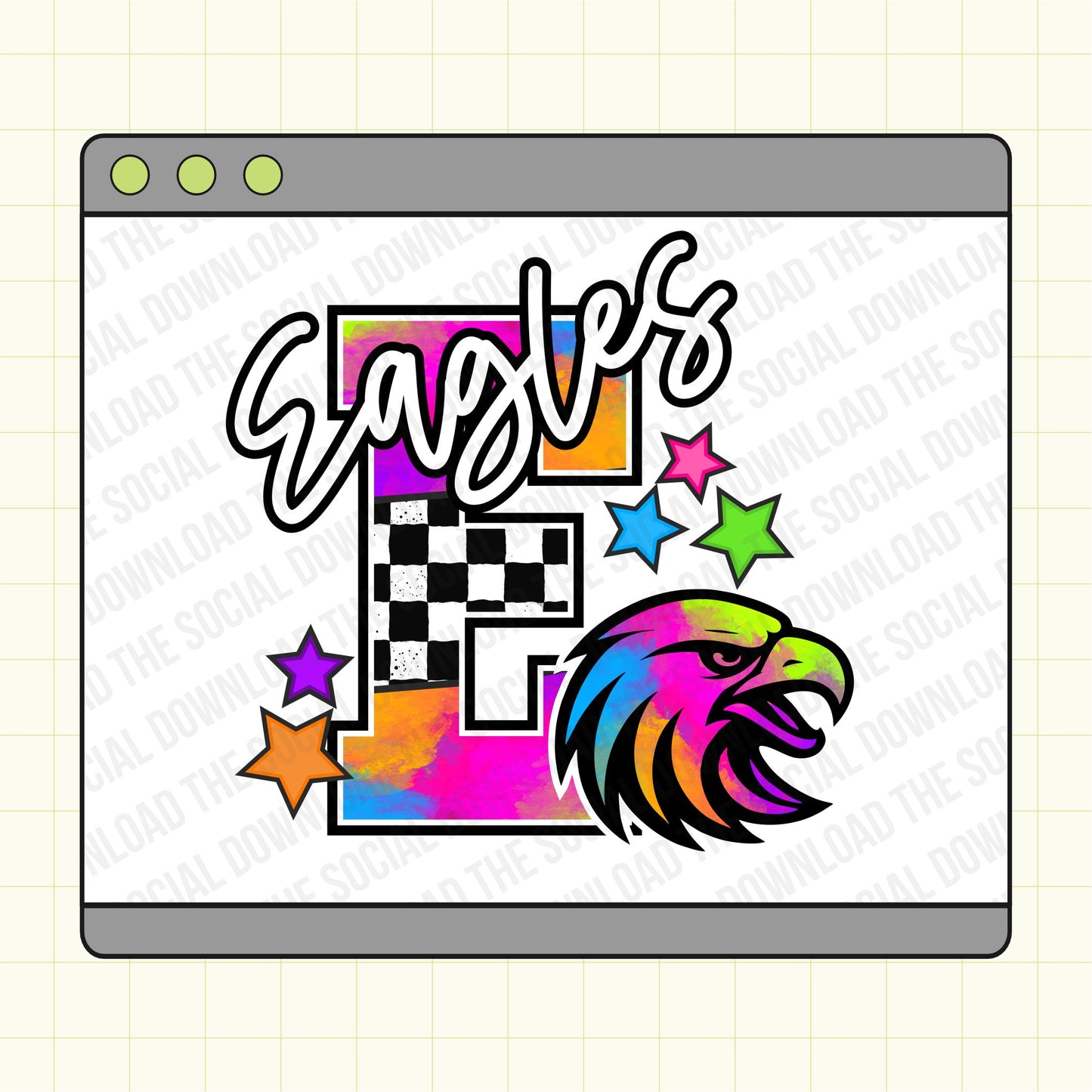 Neon Split Mascot Custom School Spirit PNG File