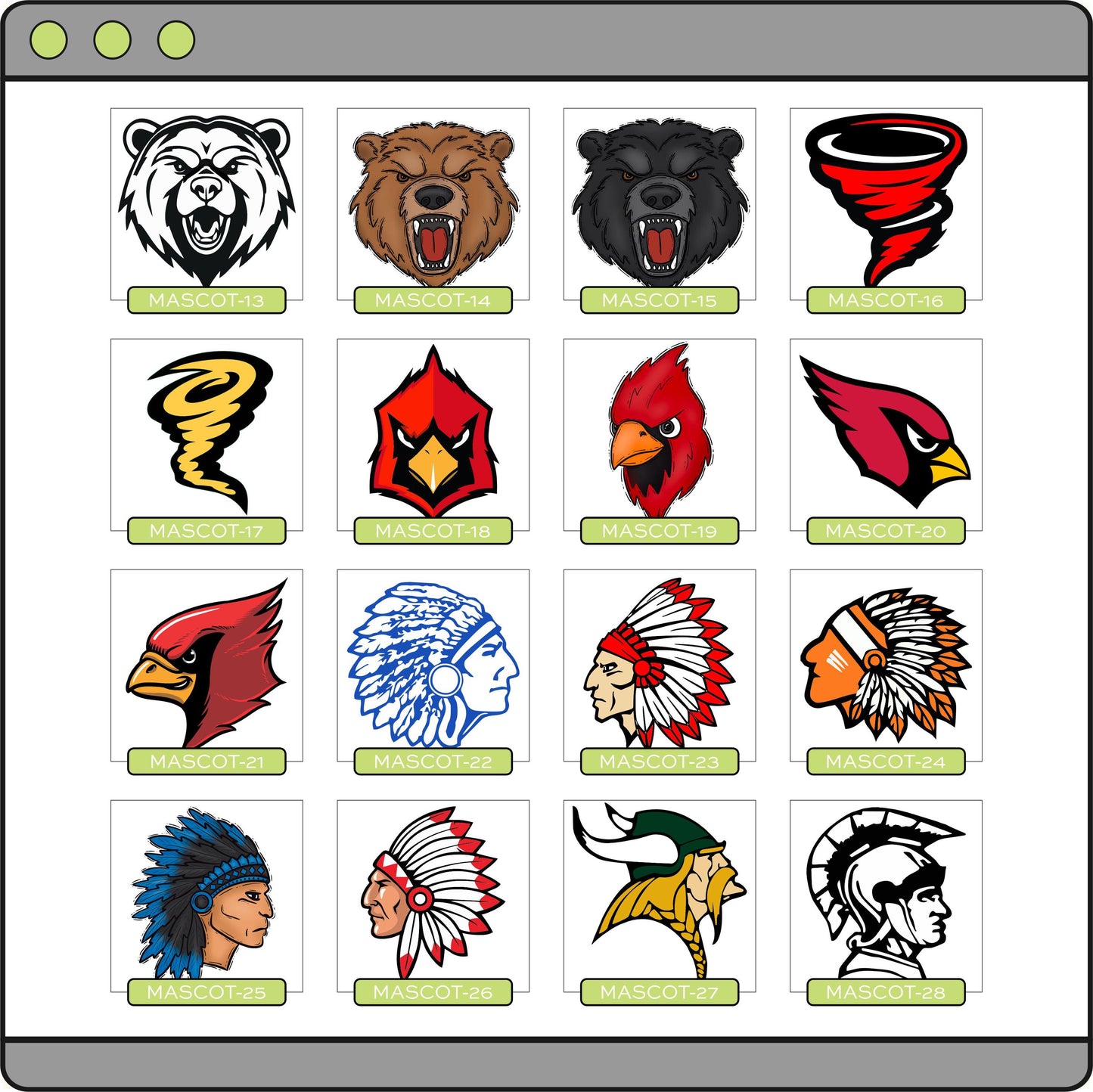 Stacked Cheer Mascot Custom School Spirit PNG (CHEER1006)