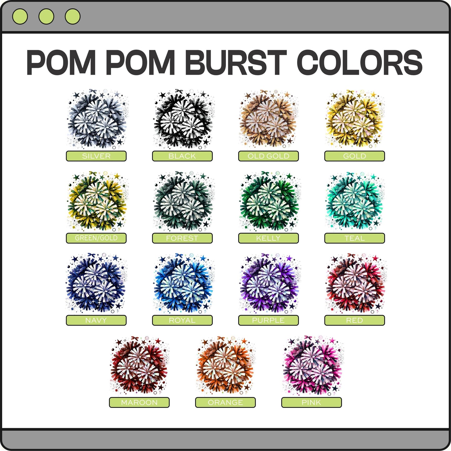 Cofetti Cheer Pom Poms Custom School Spirit PNG Download File, Cheer Mascot png, custom school png, DTF, Sublimation, (CHEER1010)