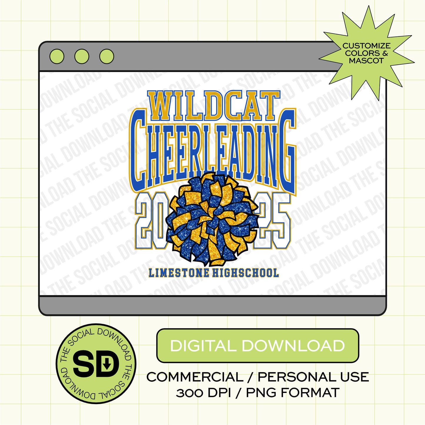Retro Team Cheer Custom School Spirit PNG Download File, Cheer Mascot png, custom school png, DTF, Sublimation, (CHEER1024)