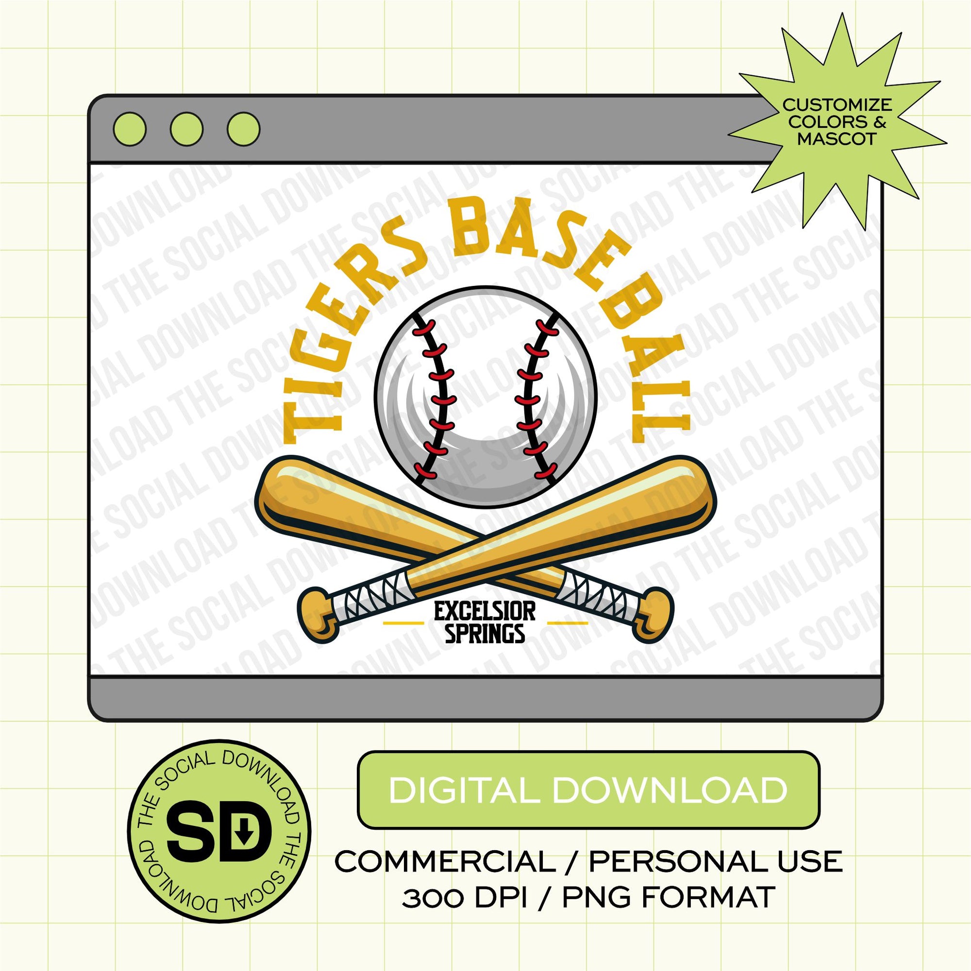 Cross Baseball Bats Custom PNG File (BB1017)