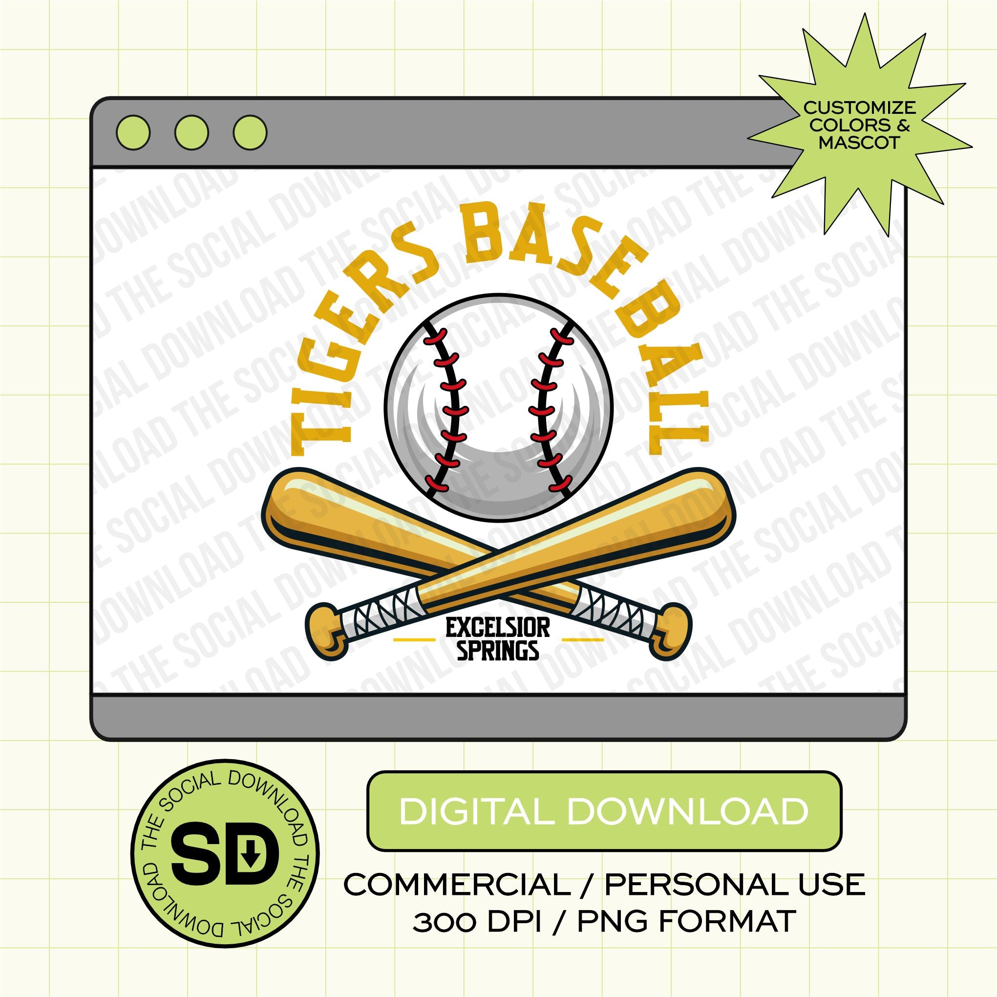 Cross Baseball Bats Custom PNG File (BB1017)