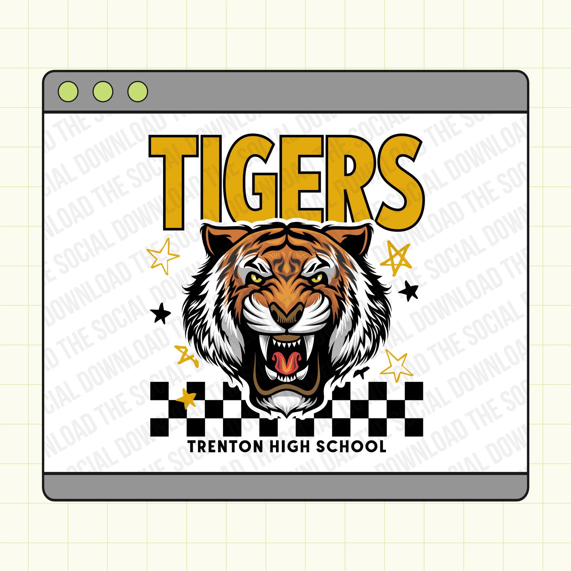 Checkered Star Mascot Custom School Spirit PNG tee shirt file