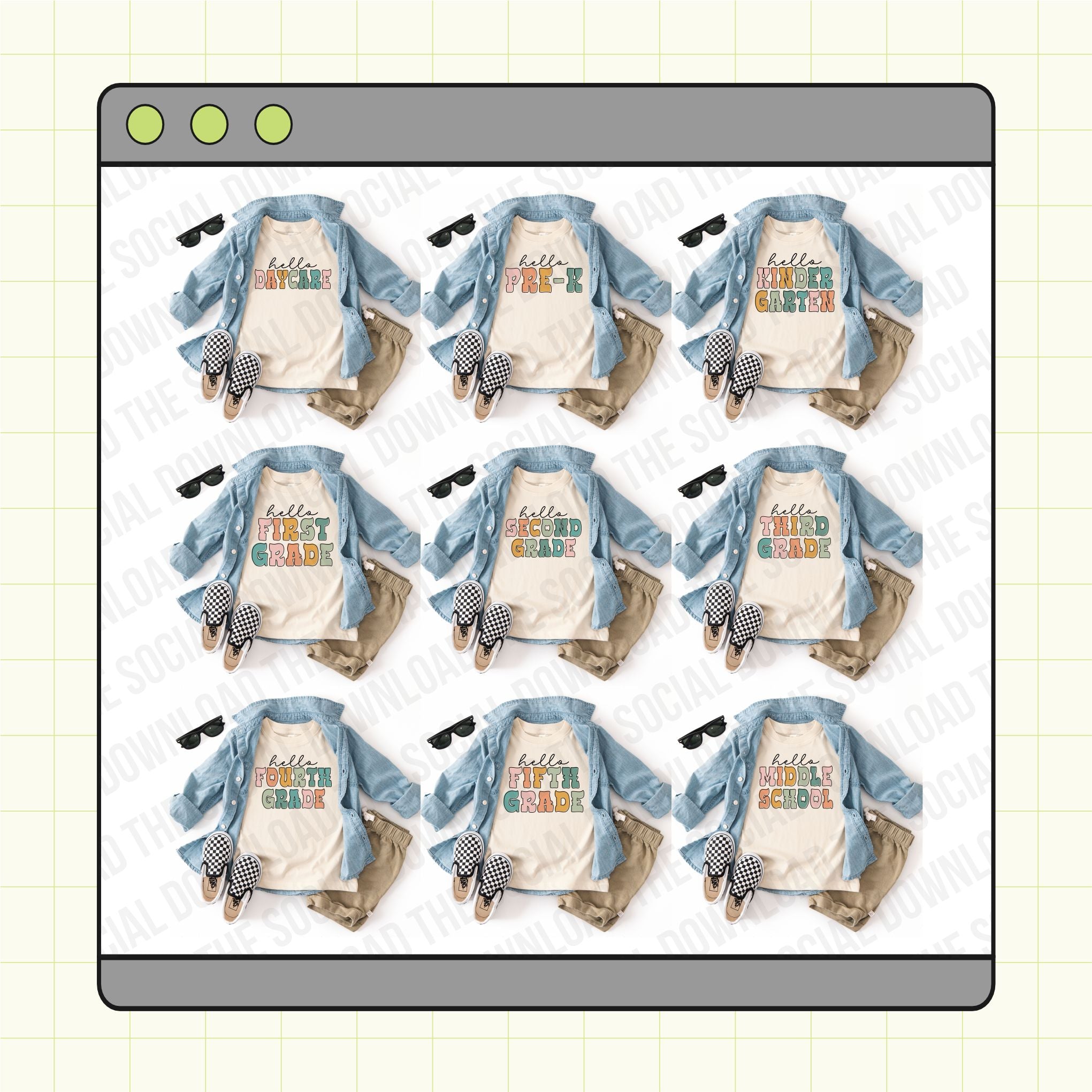 Groovy Flair Grade School PNG BUNDLE- INSTANT DOWNLOAD (GSNC-GF1001)