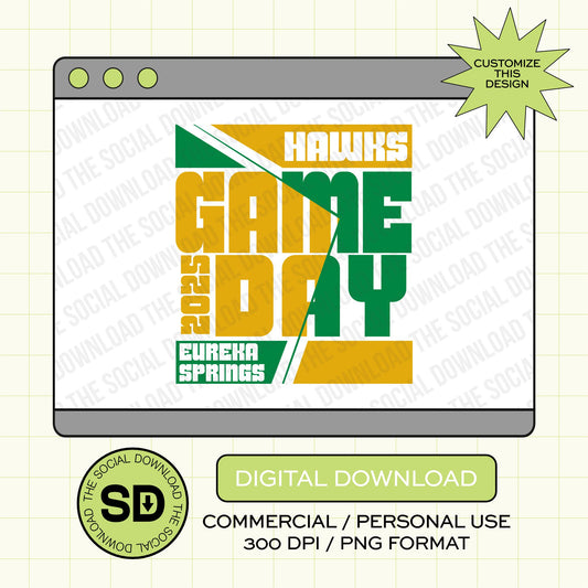 Game Day Split Mascot Custom School Spirit PNG File