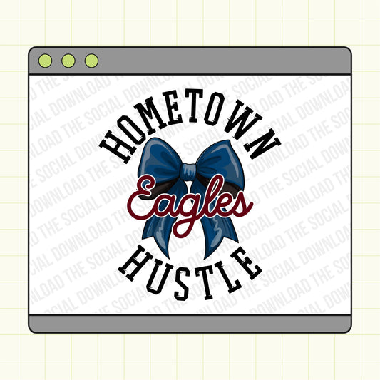 Home Town Hustle Bow Custom School Spirit PNG File 