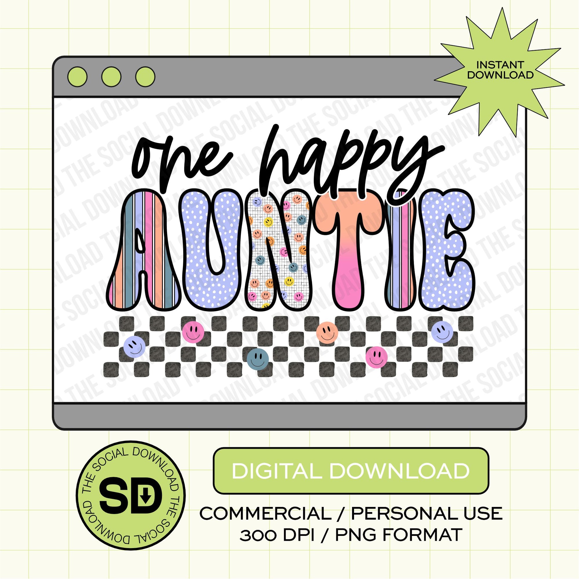 One Happy Auntie PNG- INSTANT DOWNLOAD (MAMA1020-AUNTIE)