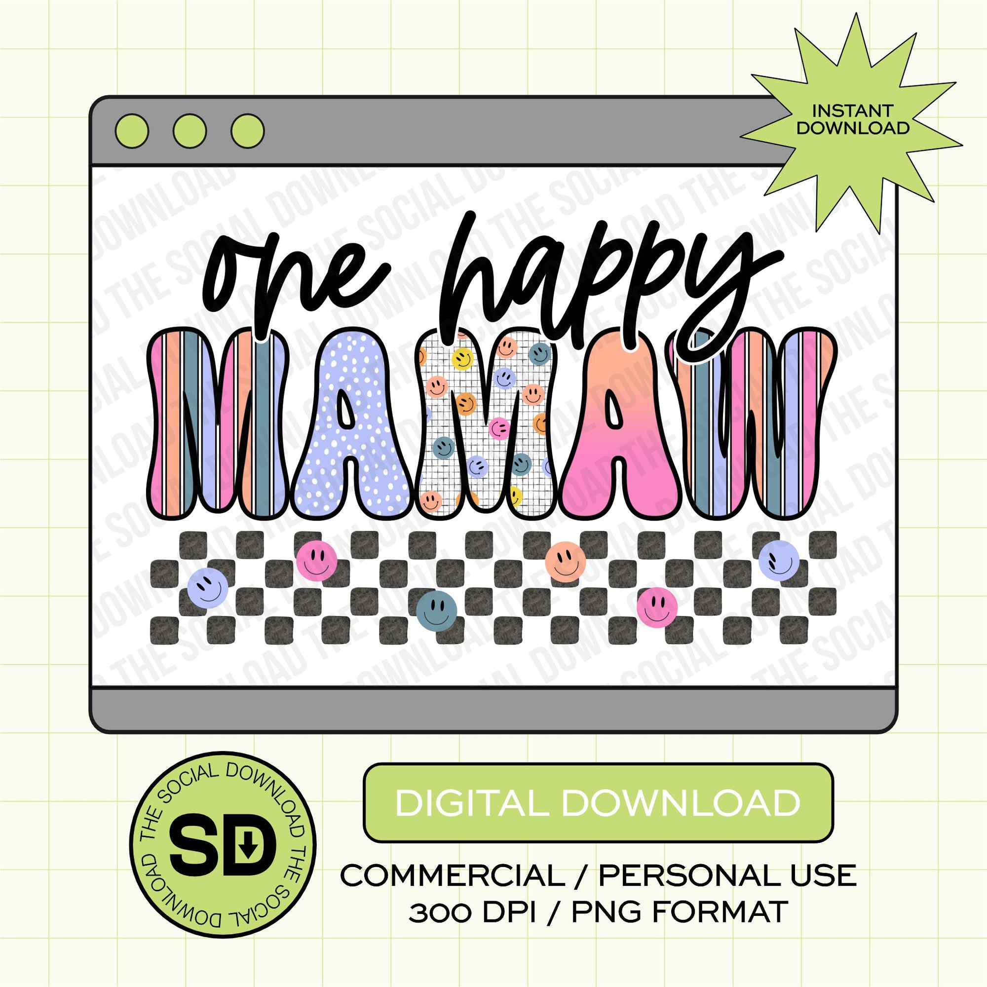 One Happy MaMaw PNG- INSTANT DOWNLOAD (MAMA1020-MAMAW)