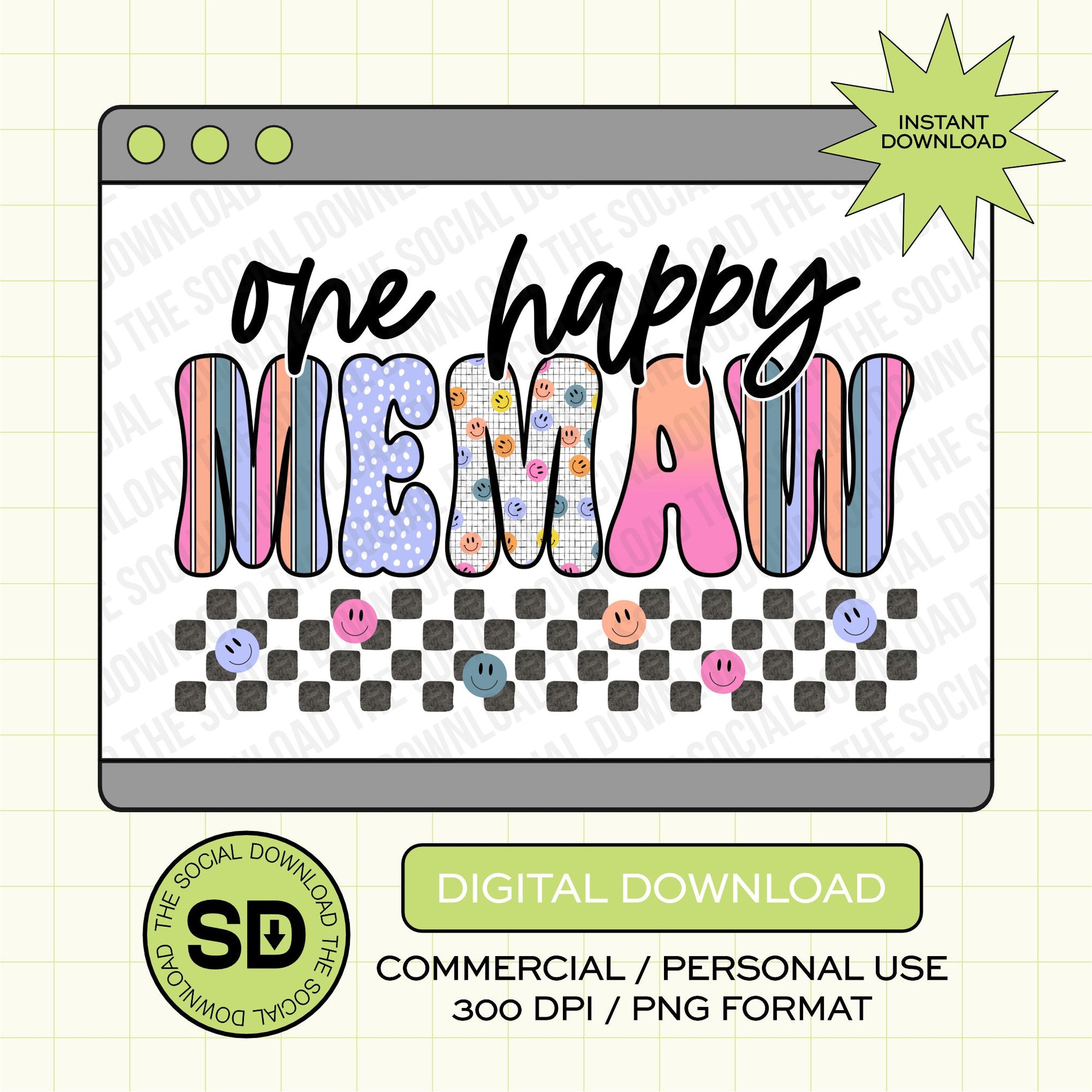 One Happy Memaw PNG- INSTANT DOWNLOAD (MAMA1020-MEMAW)