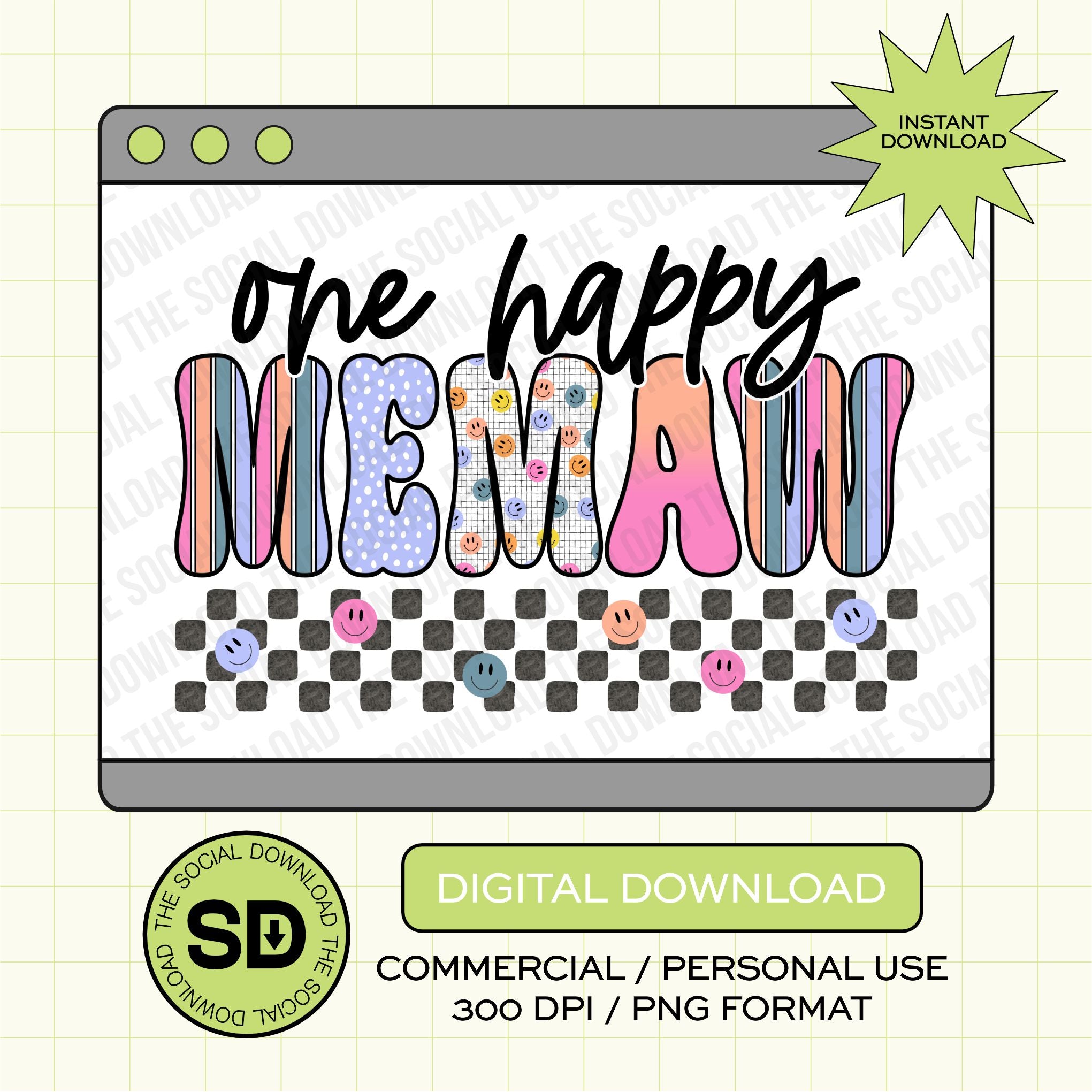 One Happy Memaw PNG- INSTANT DOWNLOAD (MAMA1020-MEMAW)