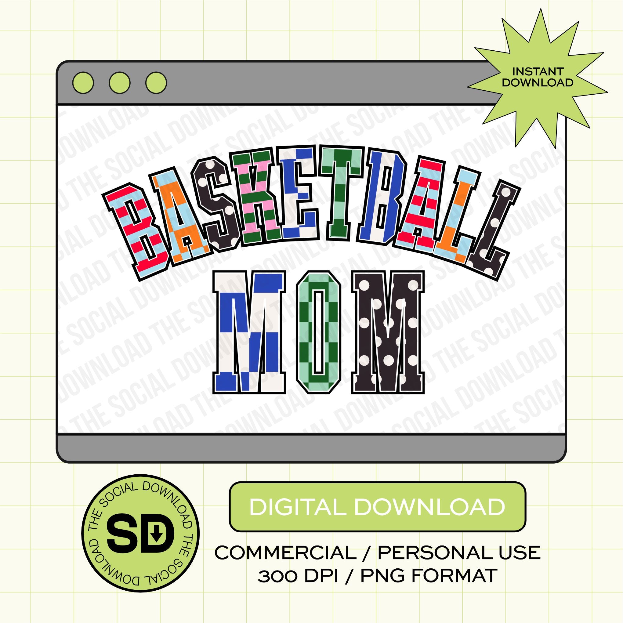 Mixed Print Varsity Basketball Mom- Instant Download PNG (MPV1003)