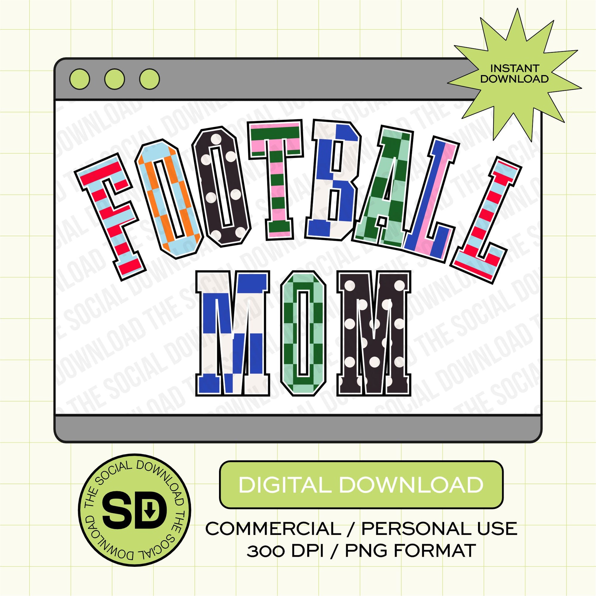 Mixed Print Varsity Football Mom- Instant Download PNG (MPV1005)