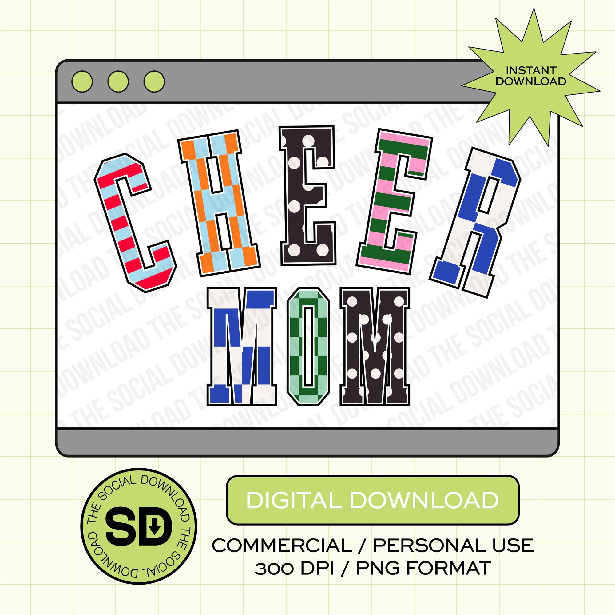 Mixed Print Varsity Cheer Mom- Instant Download PNG (MPV1009)