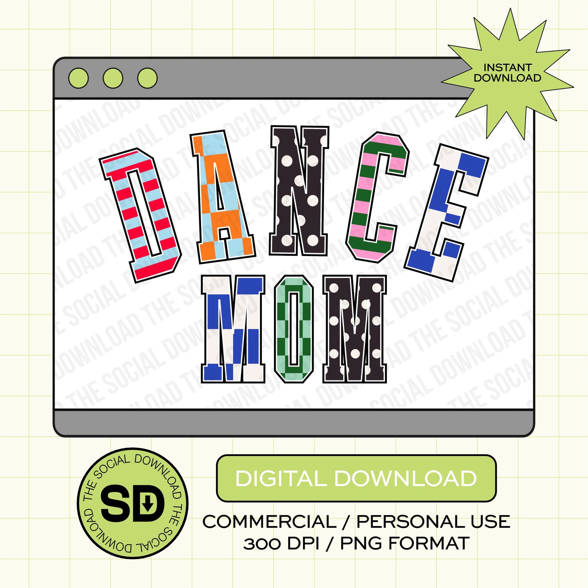 Mixed Print Varsity Dance Mom- Instant Download PNG (MPV1010)