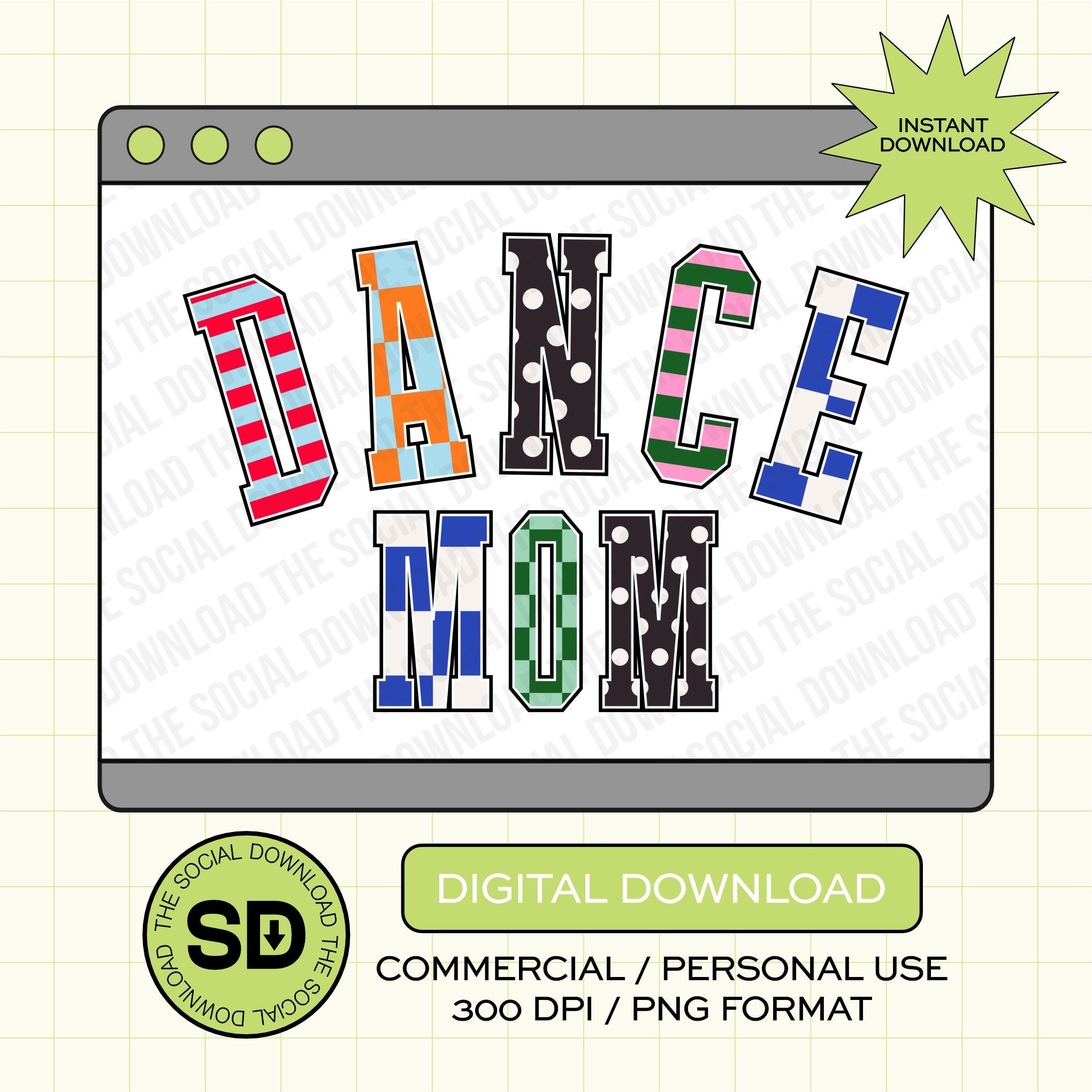 Mixed Print Varsity Dance Mom- Instant Download PNG (MPV1010)