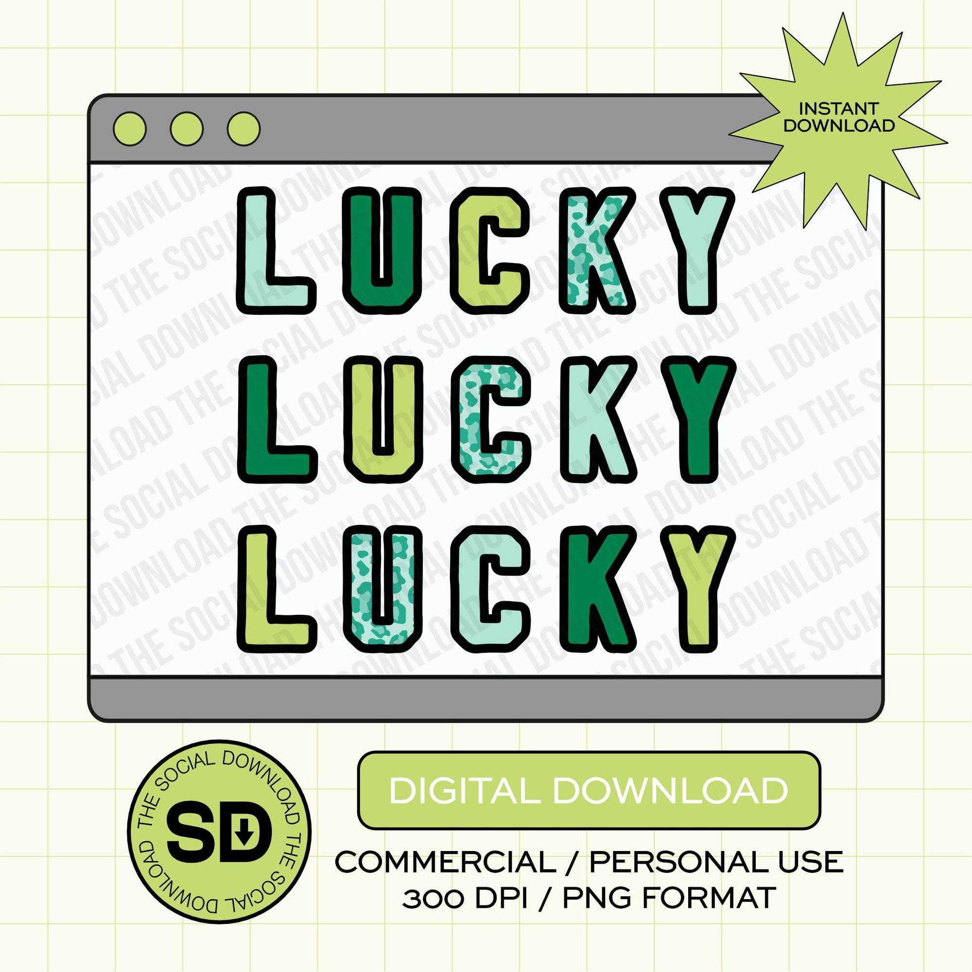 Color Block Lucky PNG- INSTANT DOWNLOAD (STPATTYID1009)