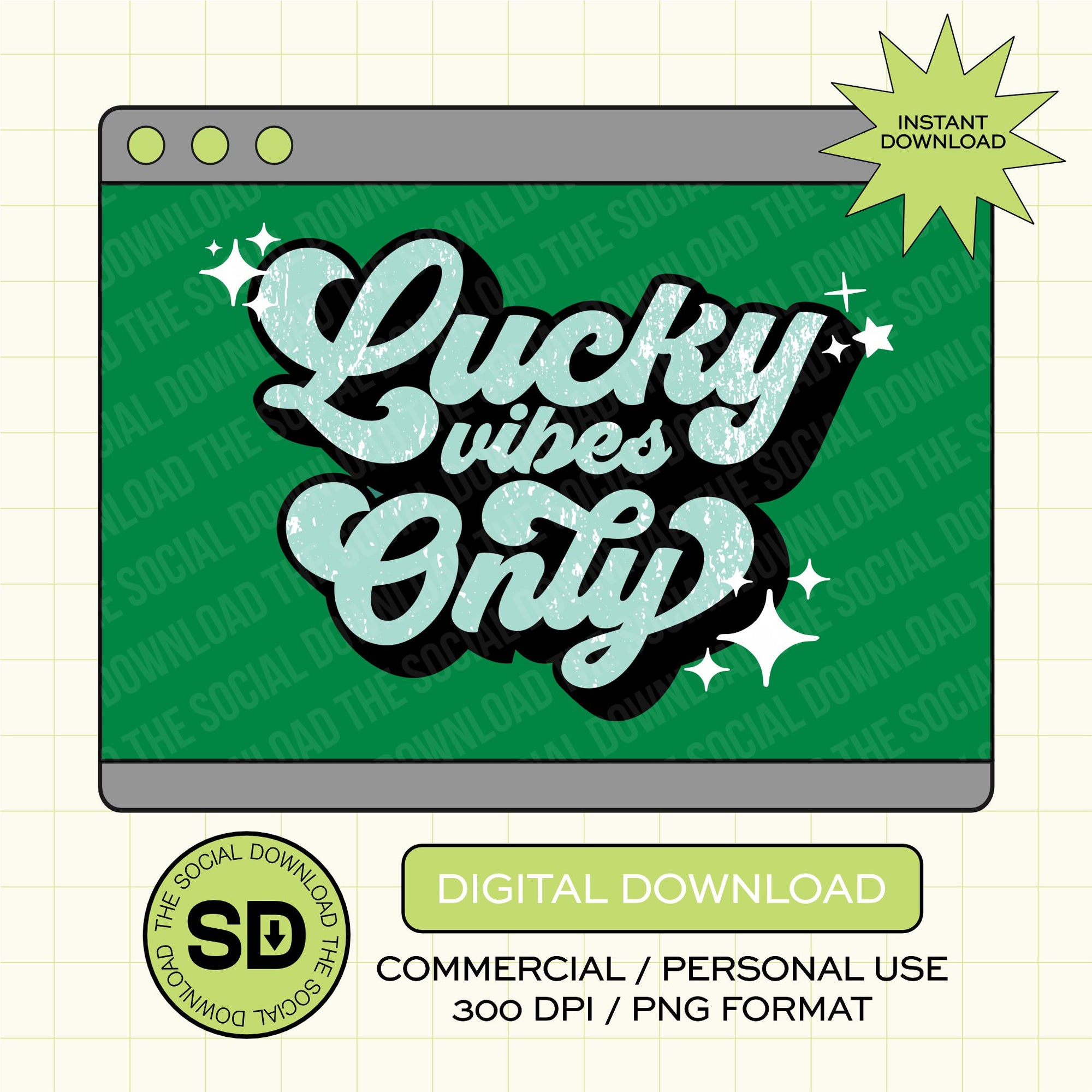 Retro Lucky PNG- INSTANT DOWNLOAD (STPATTYID1010)