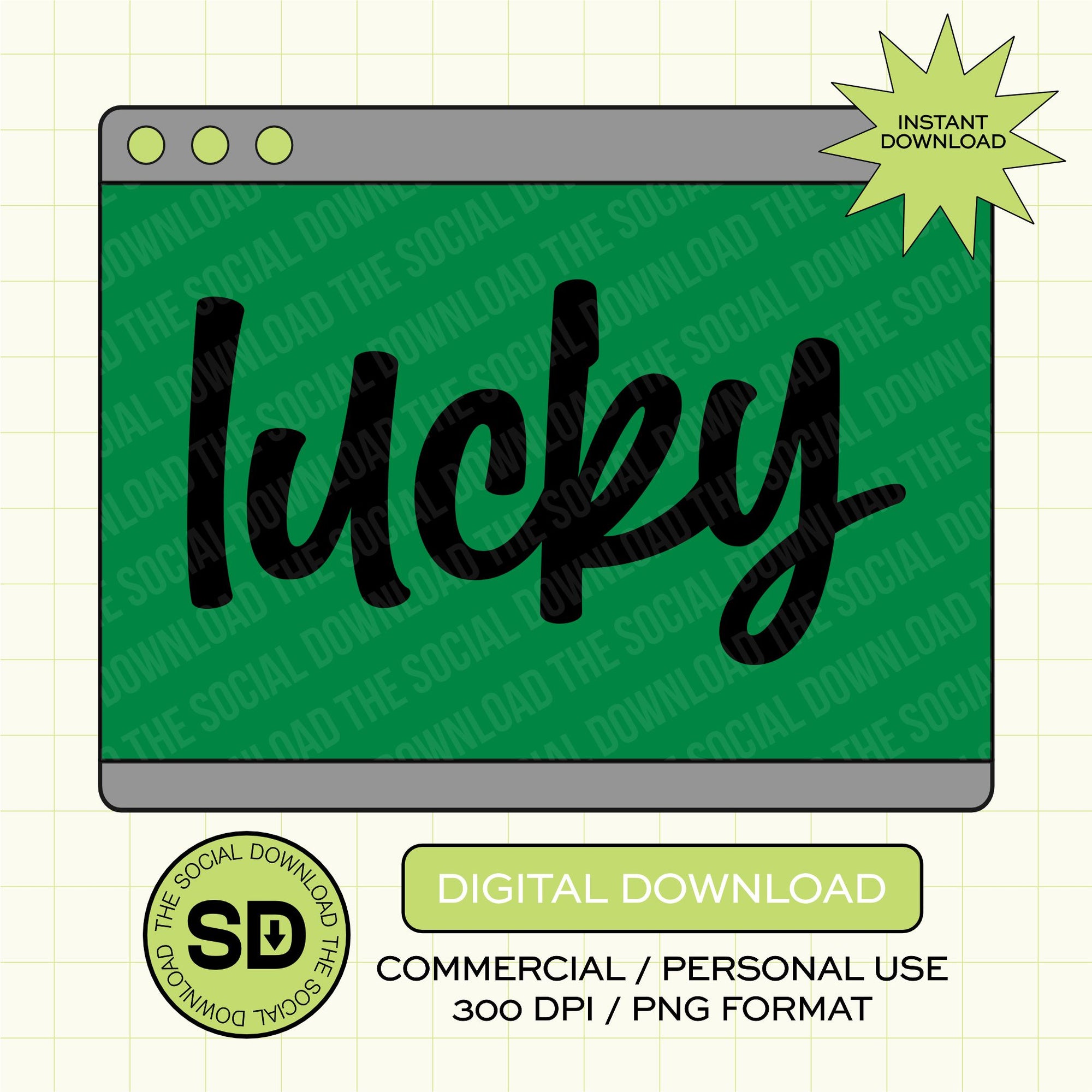 Lucky Script PNG- INSTANT DOWNLOAD (STPATTYID1012)