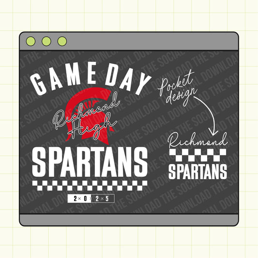 Game Day Checkered Custom Mascot School Spirit PNG File (SW1136)