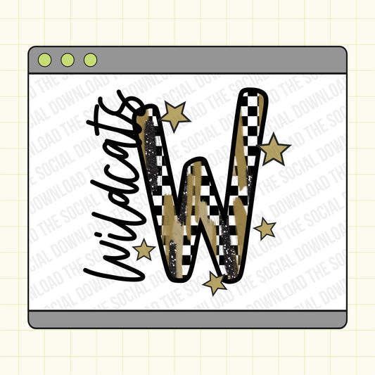 Sporty Checkered Brush Custom School Spirit PNG File 