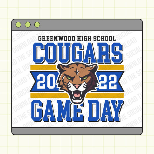 Stacked Mascot Game Day custom school tee shirt png file download