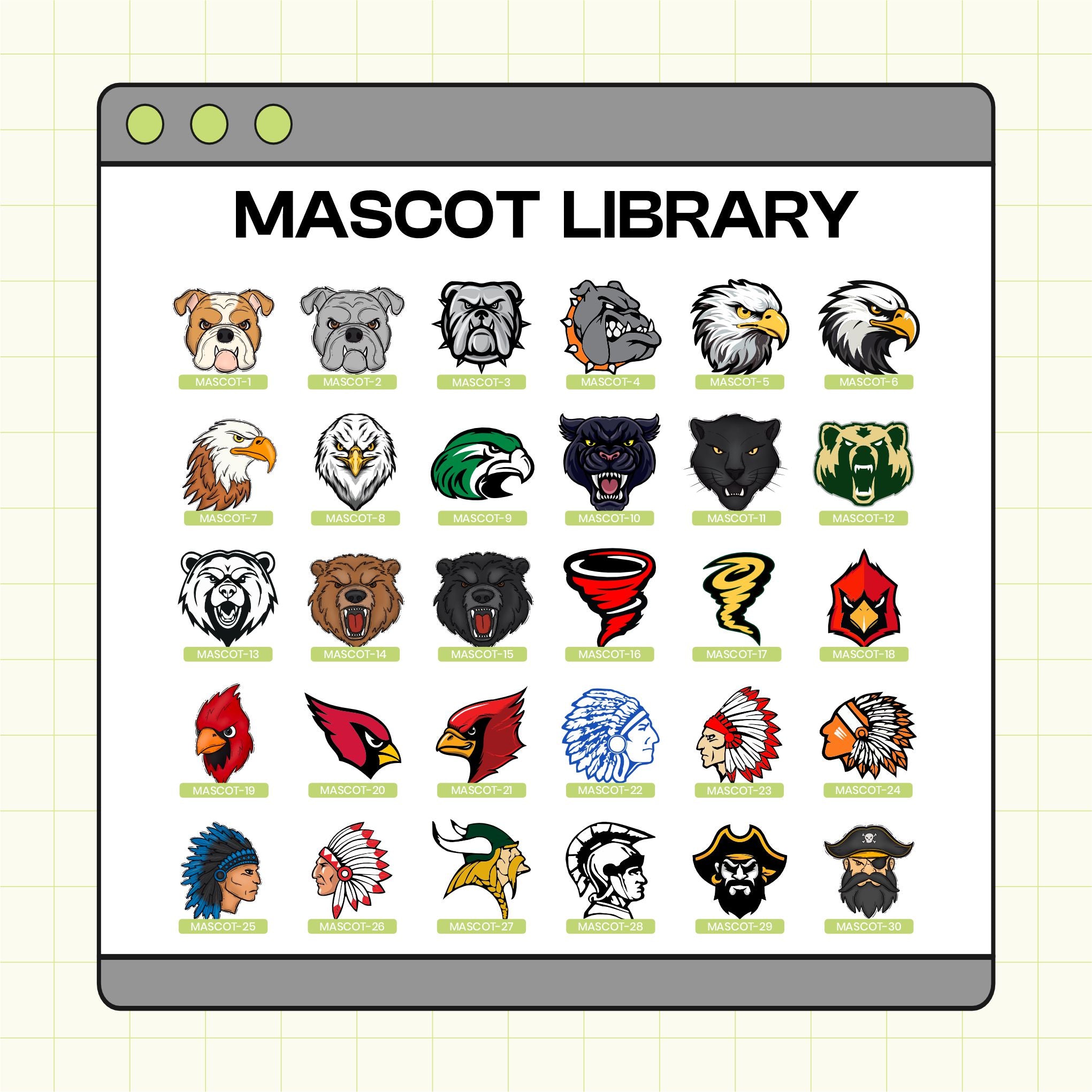 Mascot Volleyball Net Custom School Spirit PNG File (VB1018)