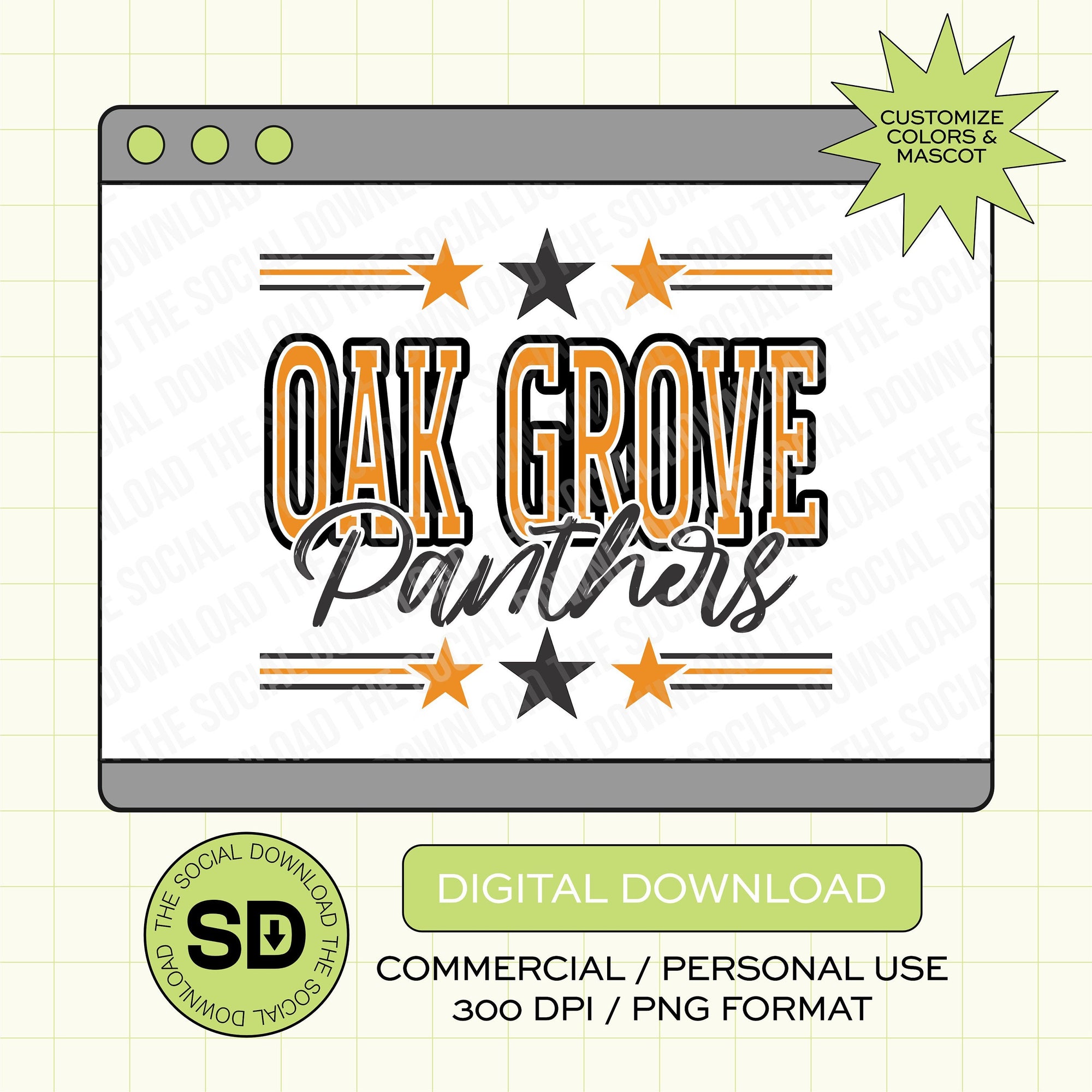 Stars and Stripes Mascot Custom School Spirit PNG File (SW1019)