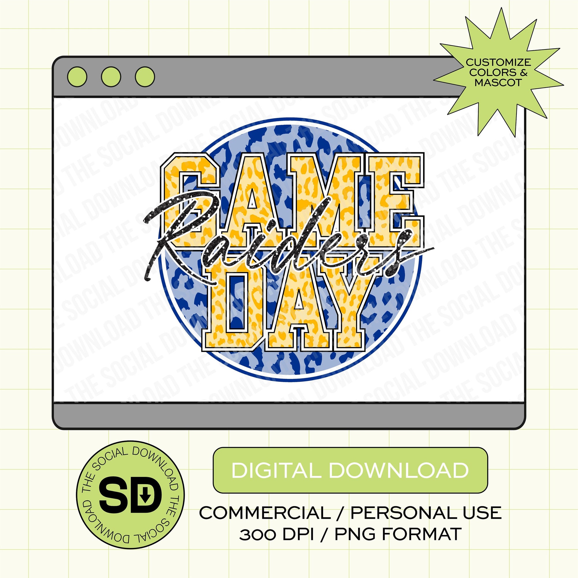 Leopard Circle Game Day Custom School Spirit PNG File (SW1012)
