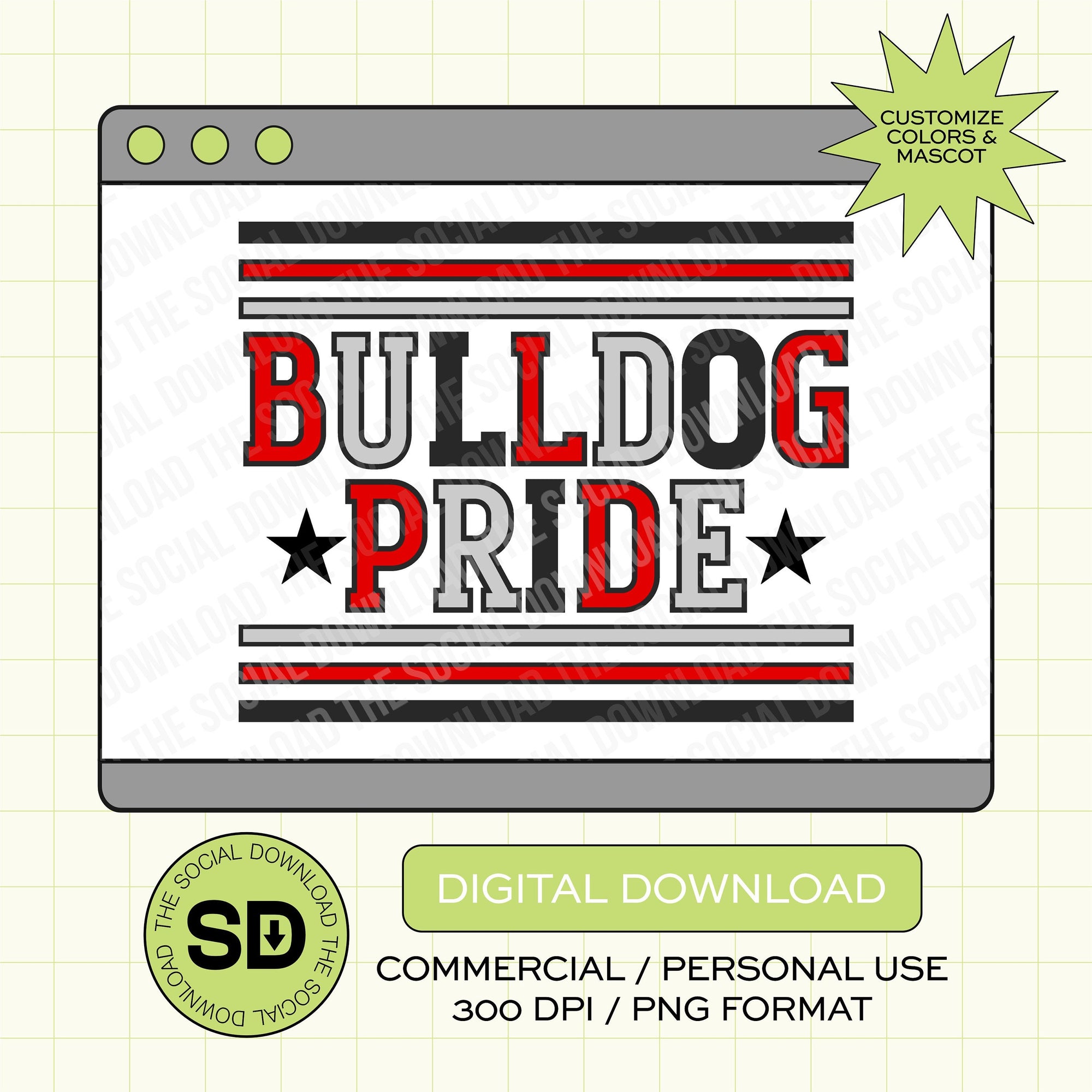 Mascot Pride Custom School Spirit PNG File (SW1009)