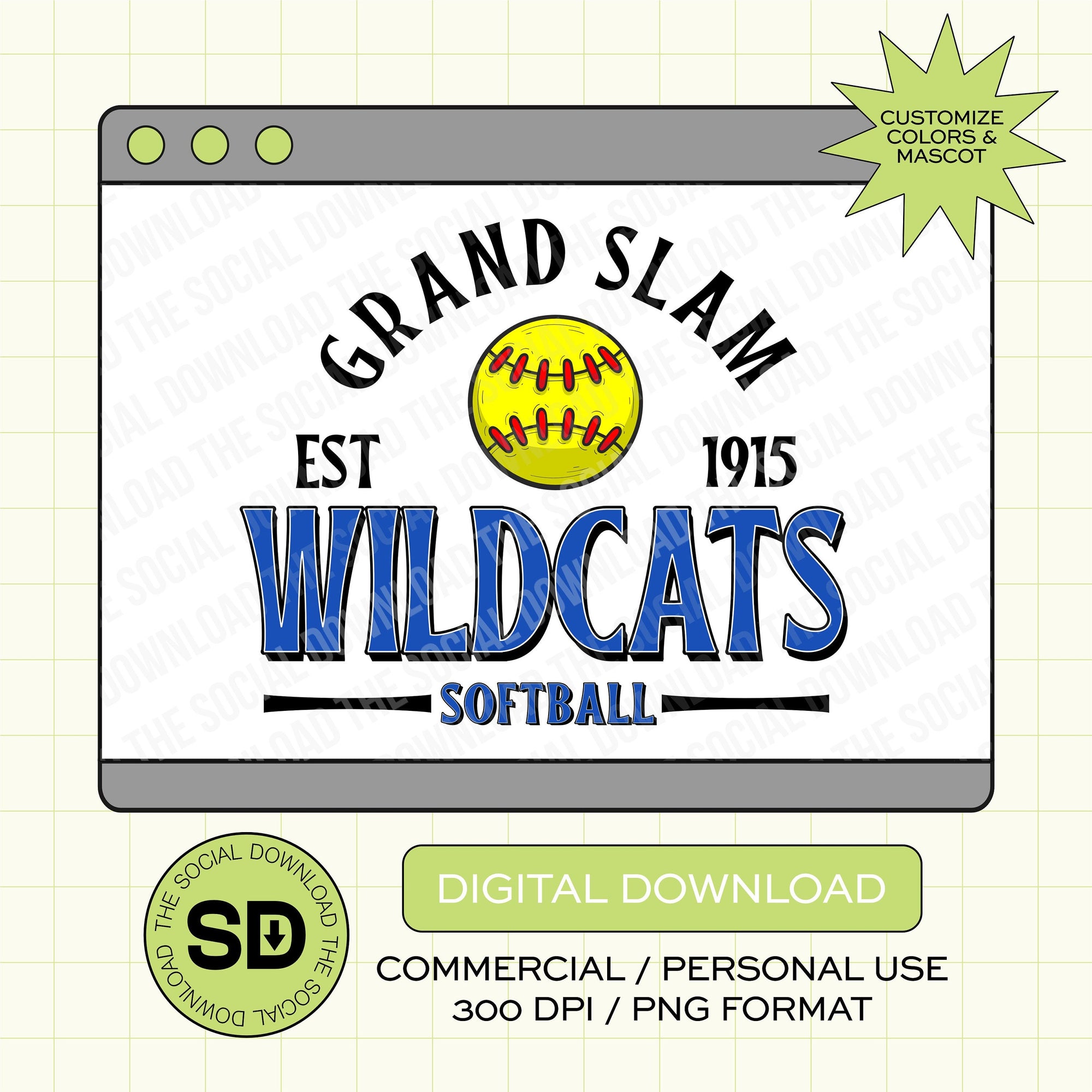 Grand Slam Baseball Custom PNG File (SB1011)