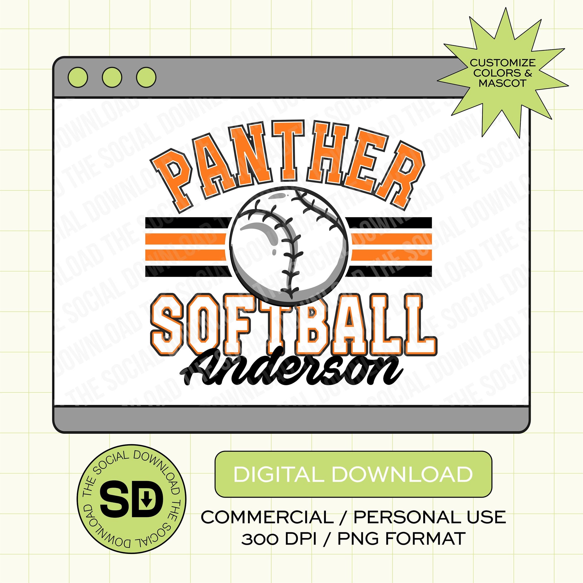 Old School Baseball Custom PNG File (BB1013)