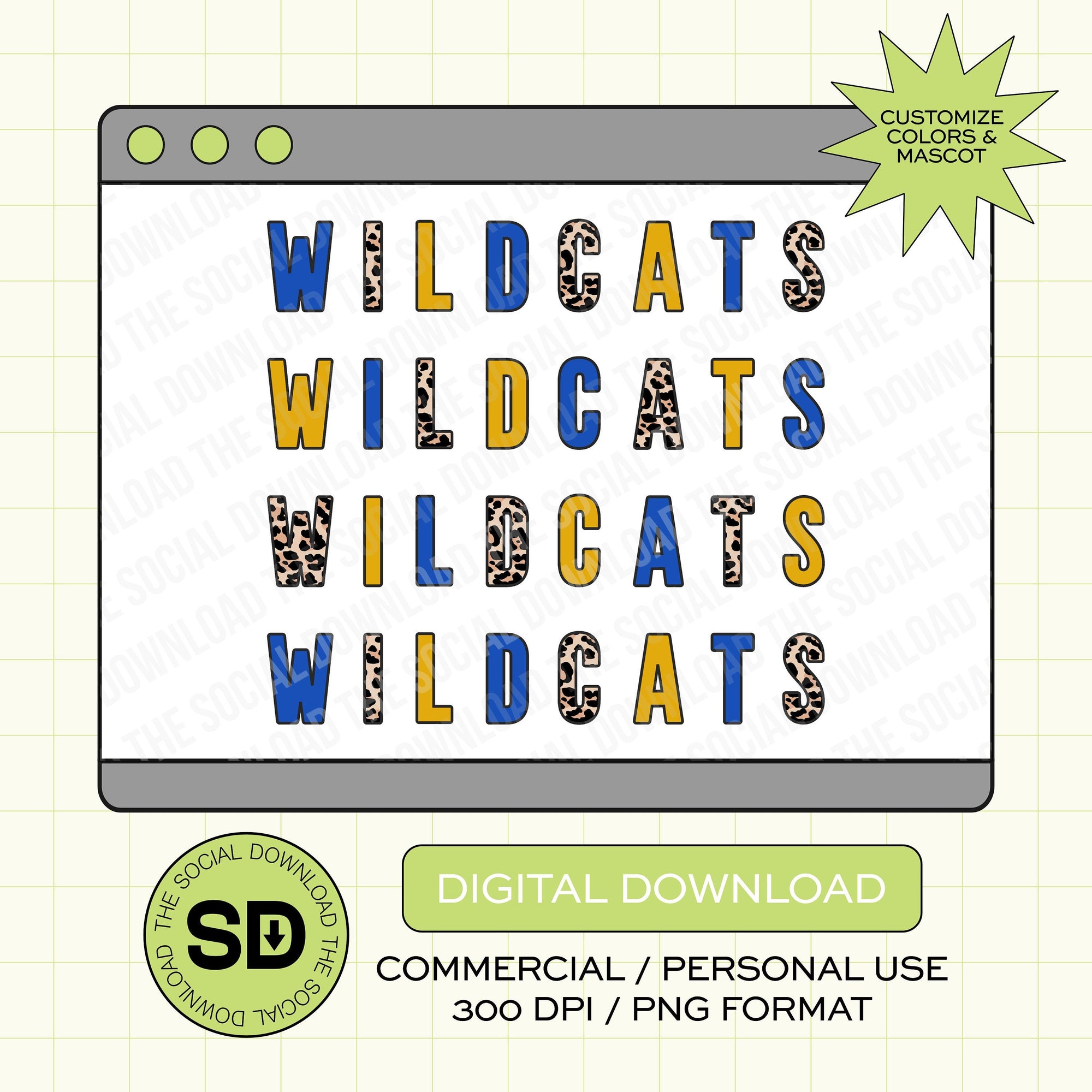 Leopard Color Block Custom School Spirit PNG File (SW1028)