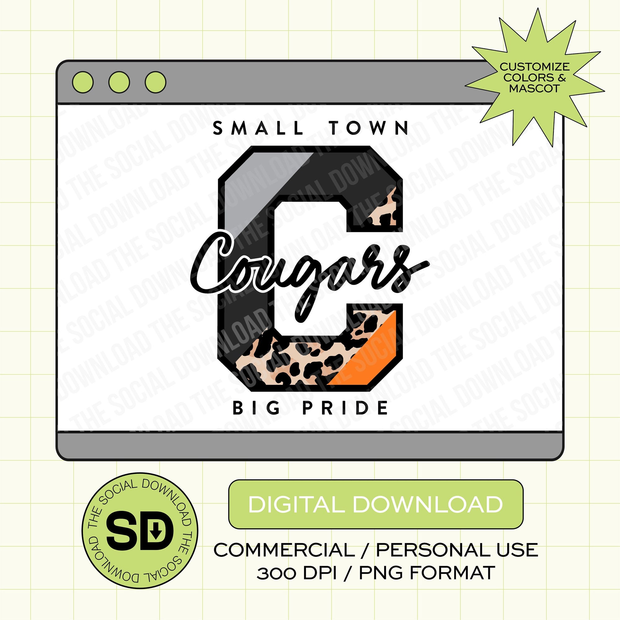 Small Town Big Pride Custom School Spirit PNG File (SW1029)