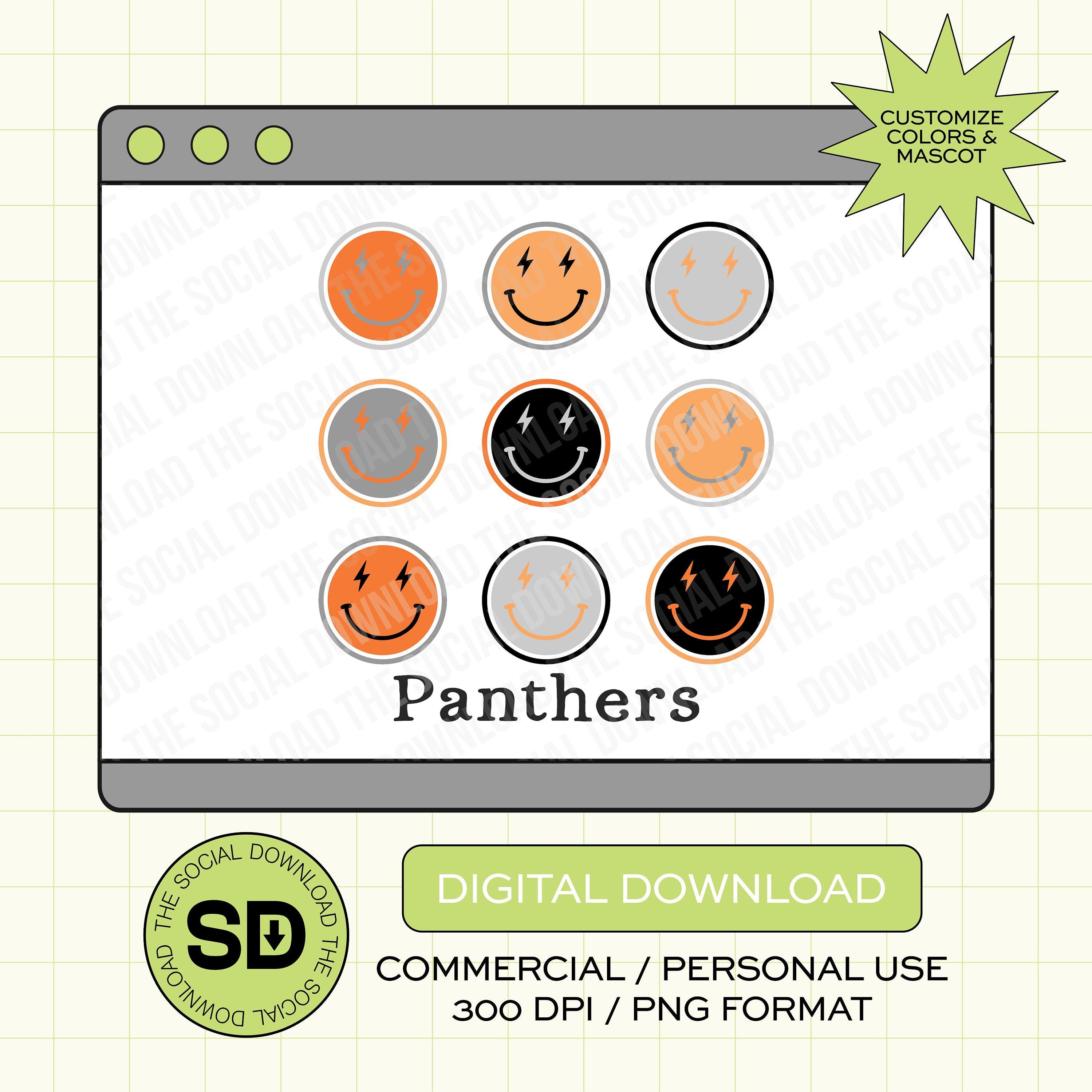Color Block Happy Faces Mascot Custom School Spirit PNG File (SW1020)