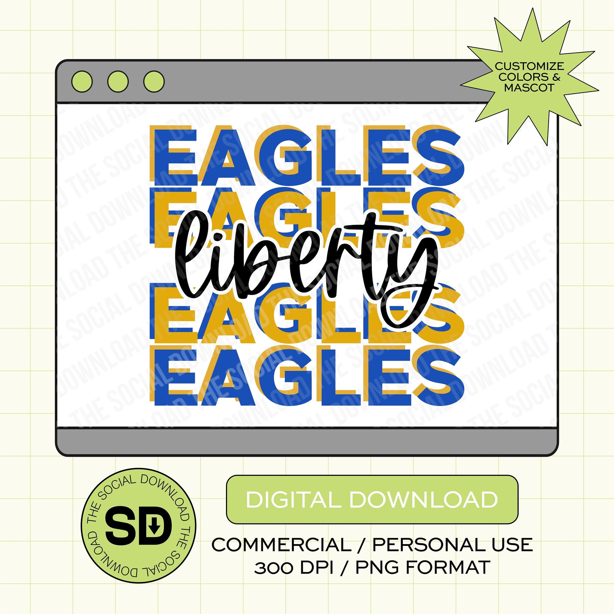 Mascot Repeat Custom School Spirit PNG File (SW1005)