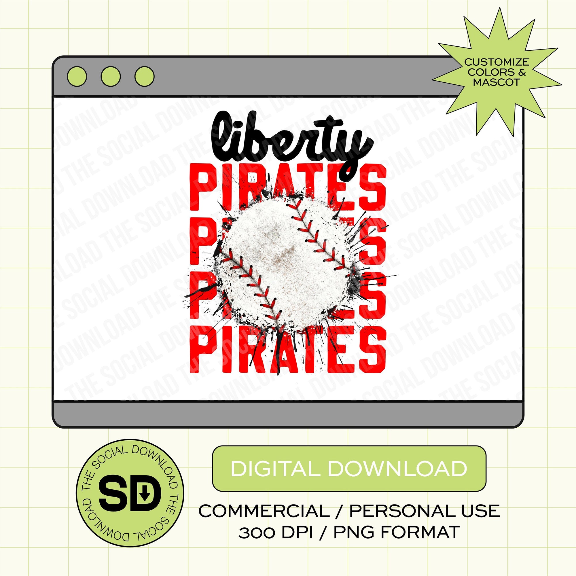 Font Duo Baseball Custom PNG File (BB1001)