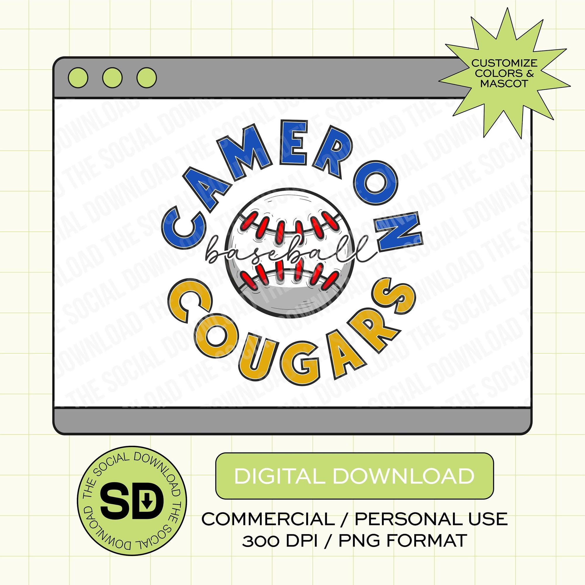Circle Baseball Team Custom PNG File (BB1007)