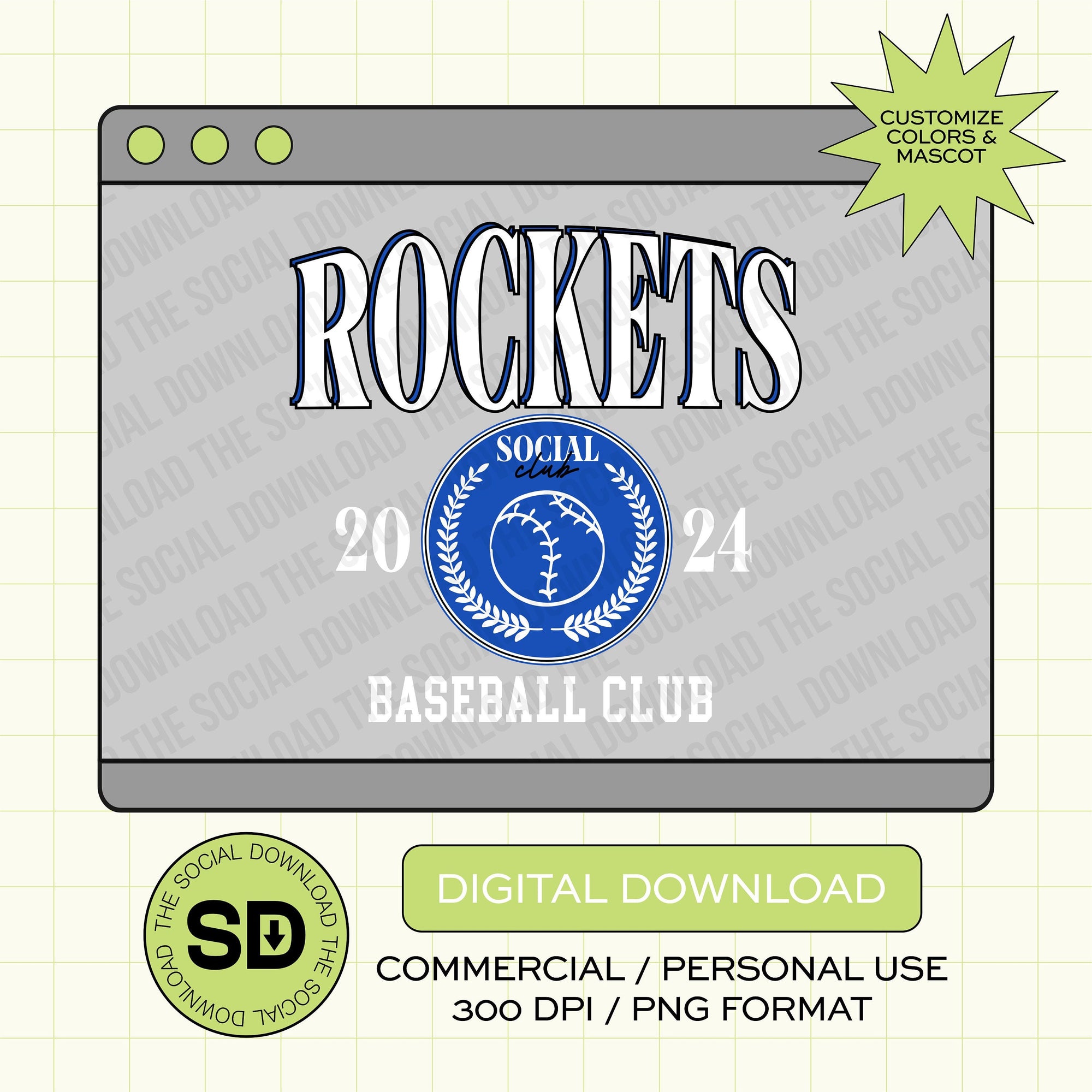 Baseball Social Club Custom PNG File (BB1012)