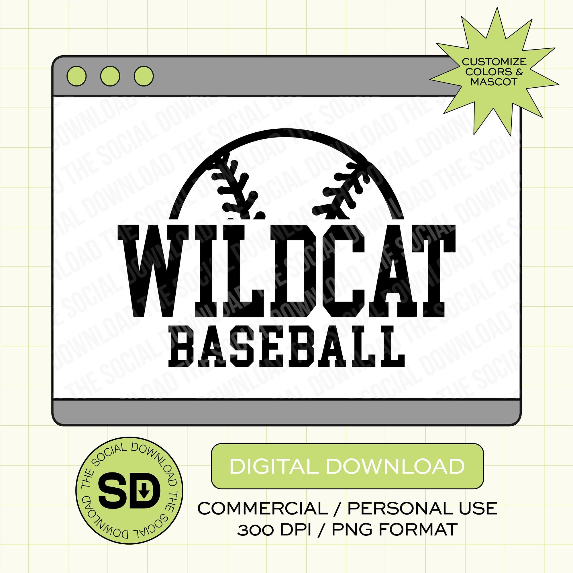 Simple Baseball Custom PNG File (BB1014)