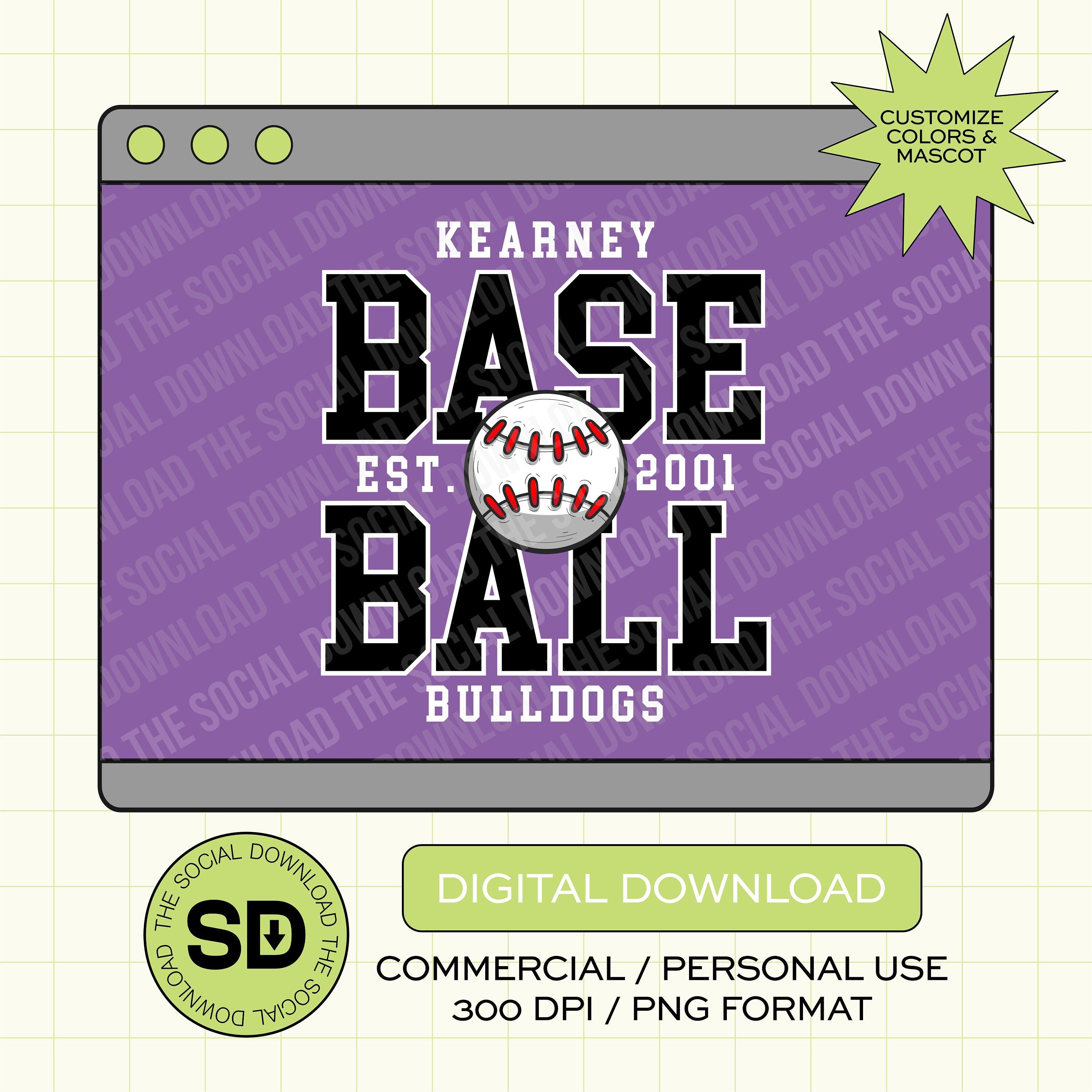 Two Line Baseball Custom PNG File (BB1016)