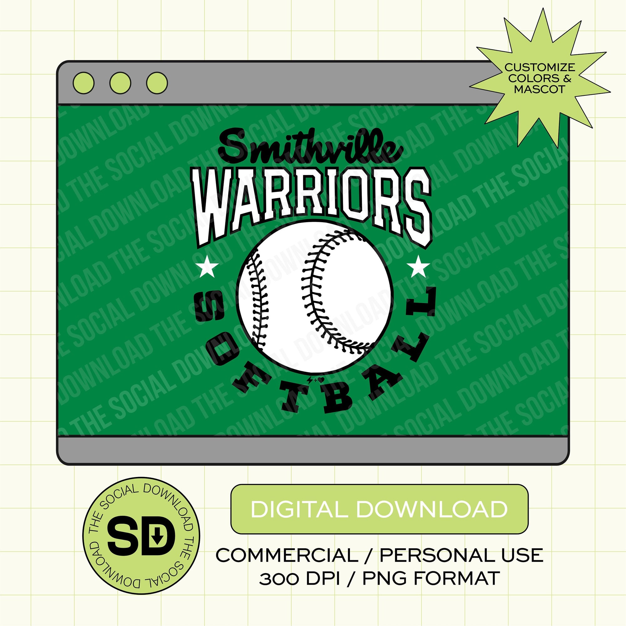 Team Arch Baseball Custom PNG File (BB1018)