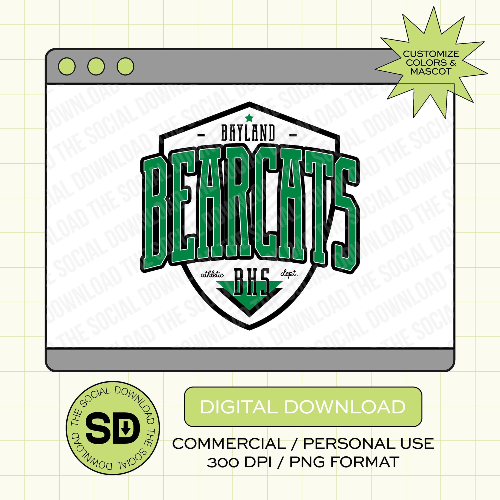 Team Shield Custom School Spirit PNG File (SW1034)