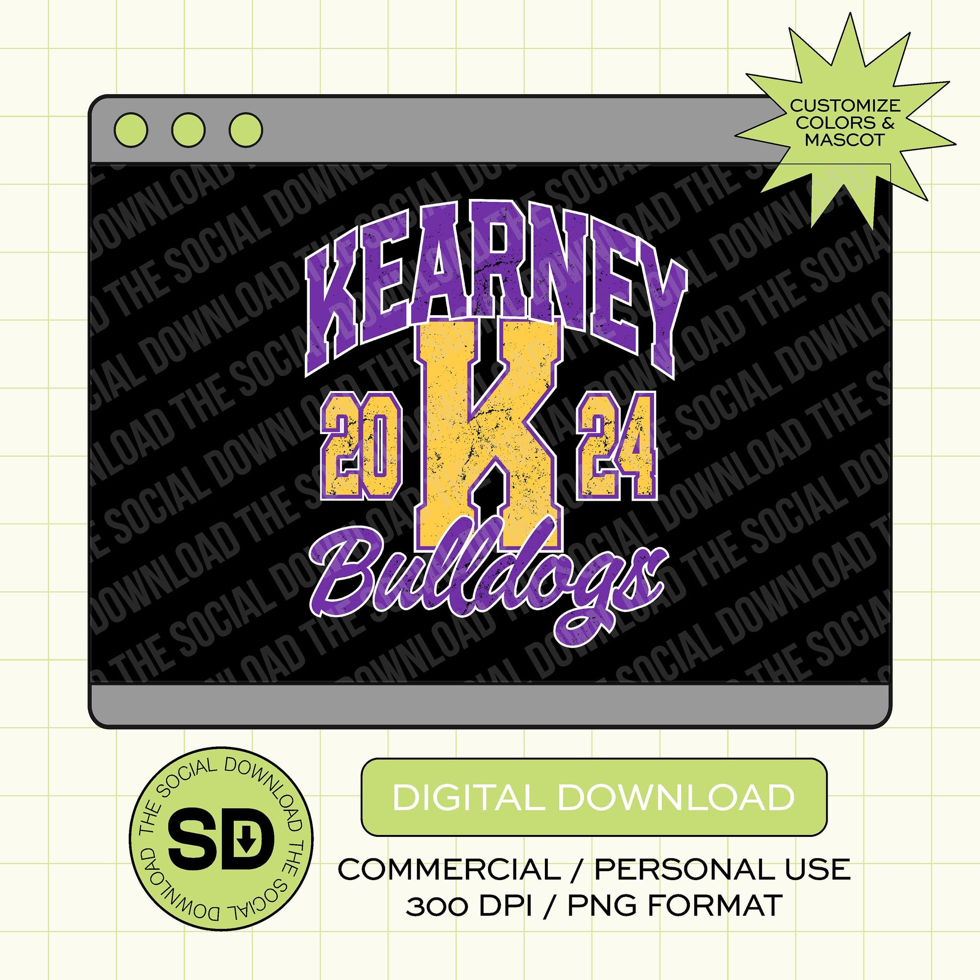 Distressed Vintage Team Custom School Spirit PNG File (SW1037)