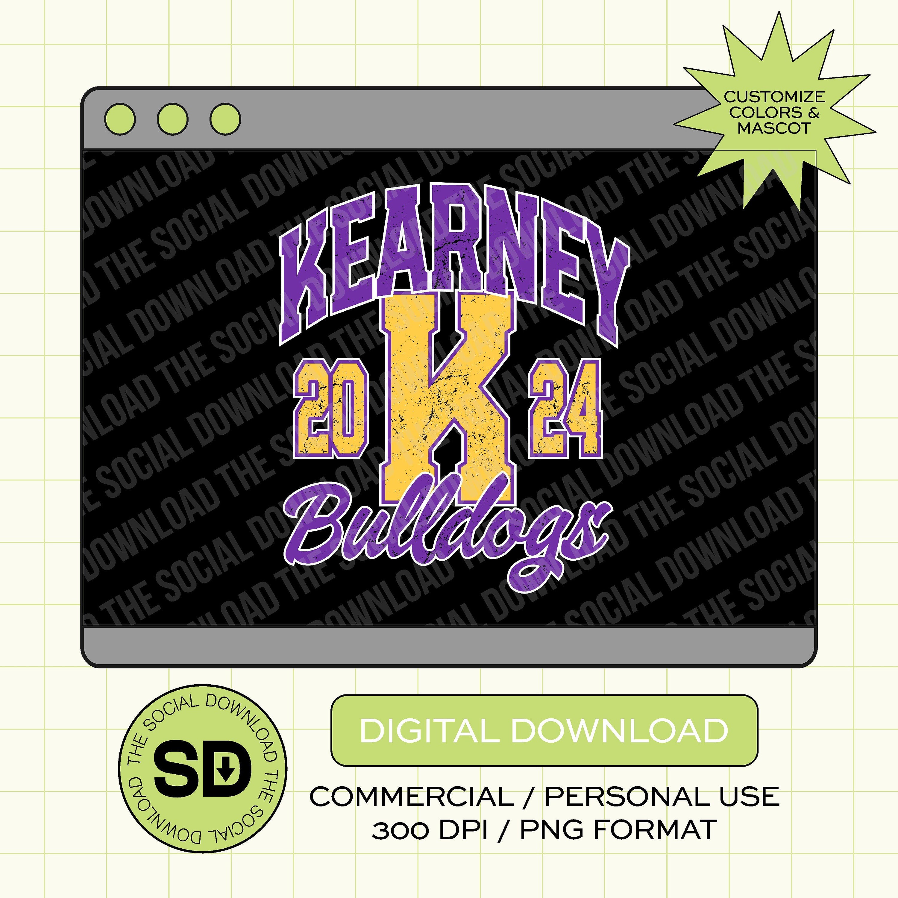 Distressed Vintage Team Custom School Spirit PNG File (SW1037)