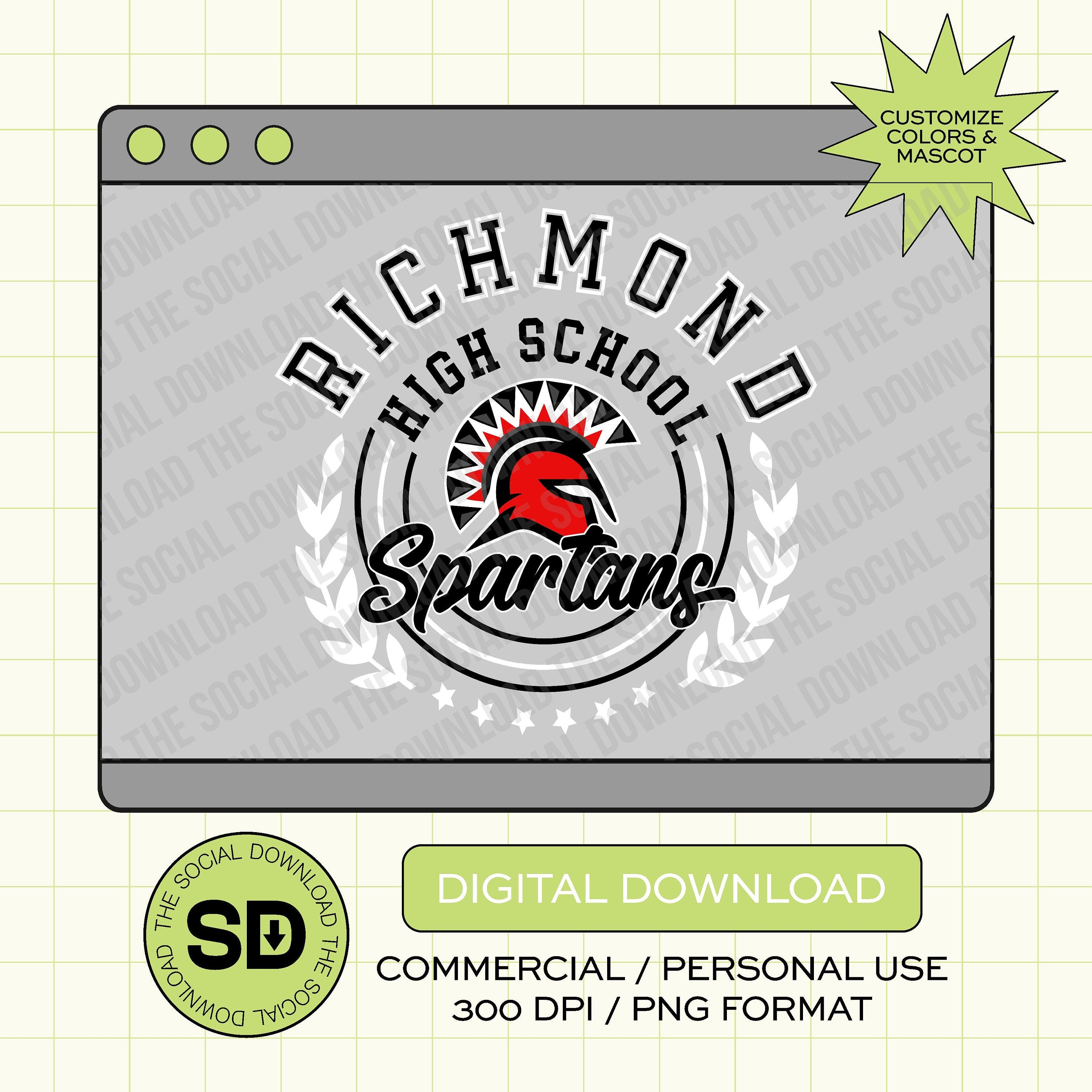 Wreath Mascot Custom School Spirit PNG File (SW1046)