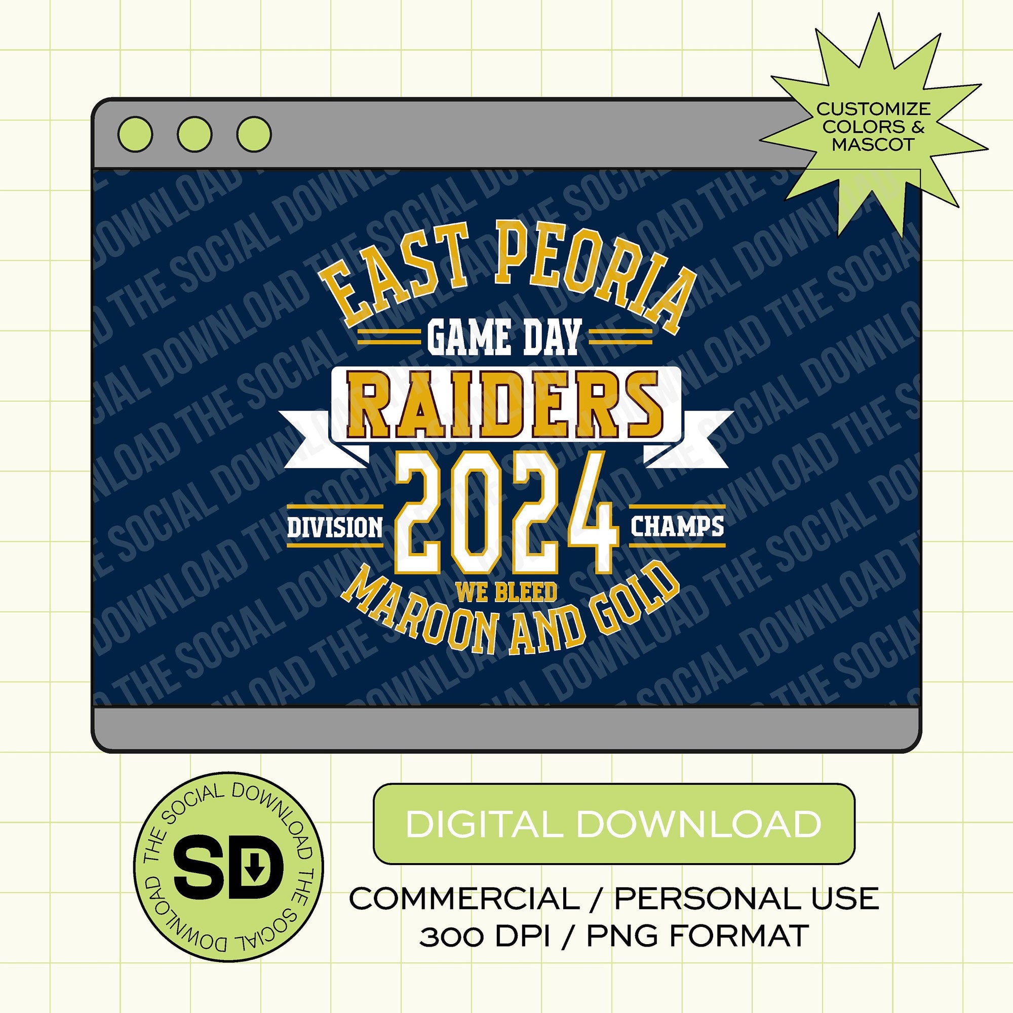 Teram Banner Custom School Spirit PNG File (SW1048)