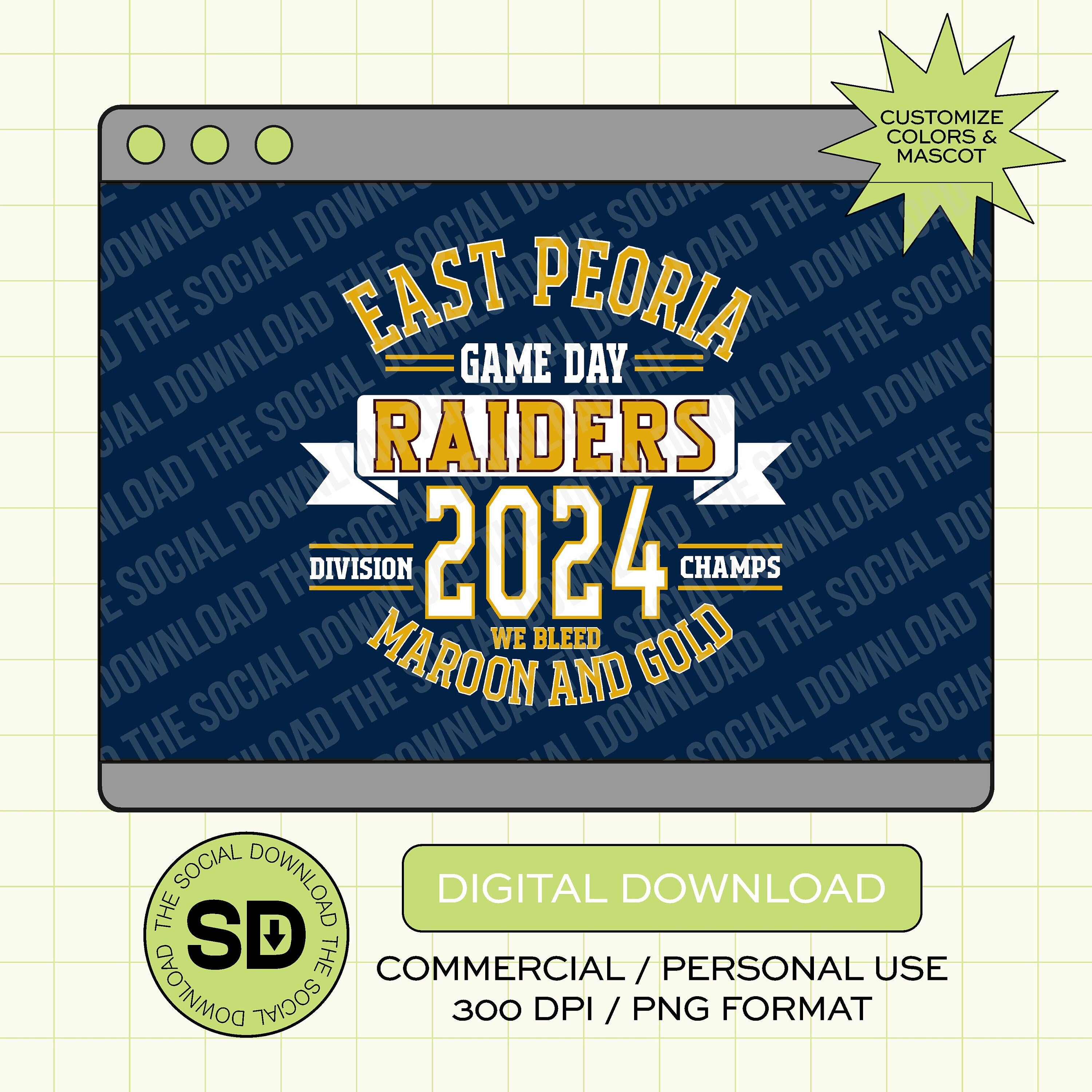 Teram Banner Custom School Spirit PNG File (SW1048)