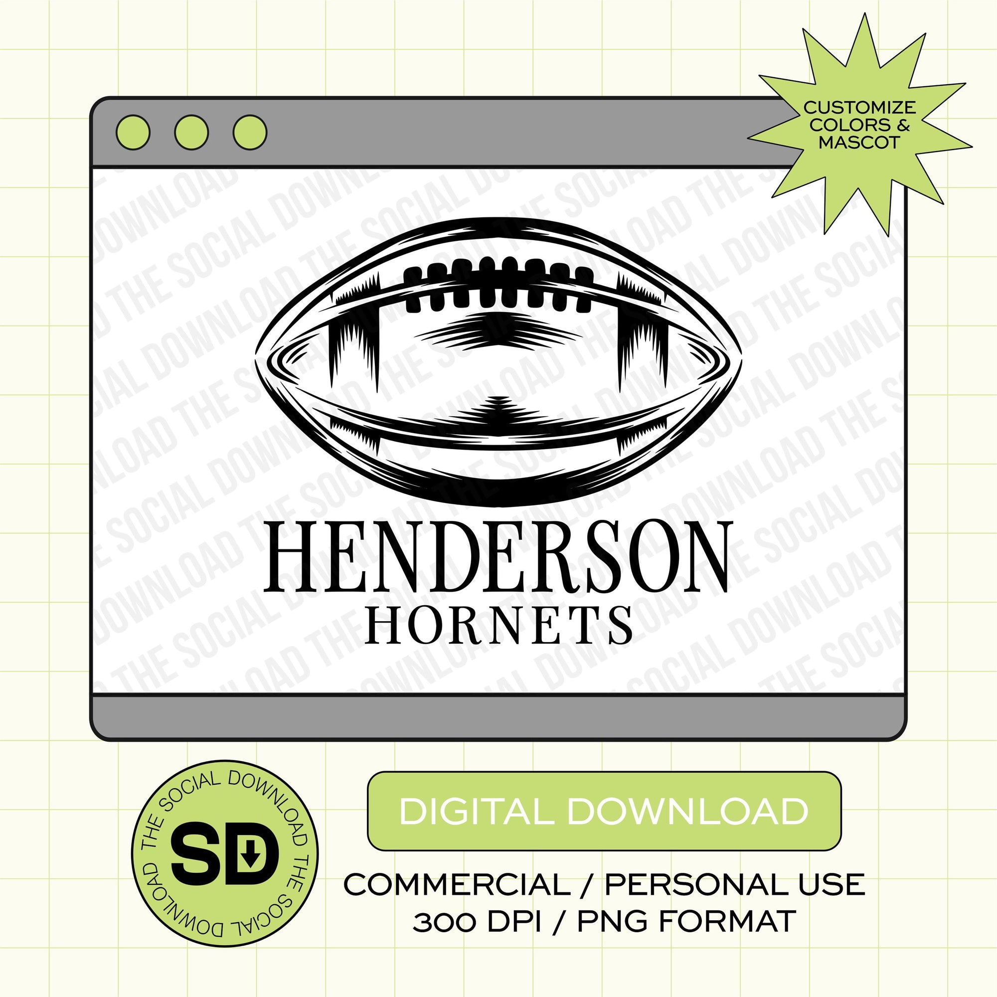 Vintage Football Custom School Football PNG File (FB1004)