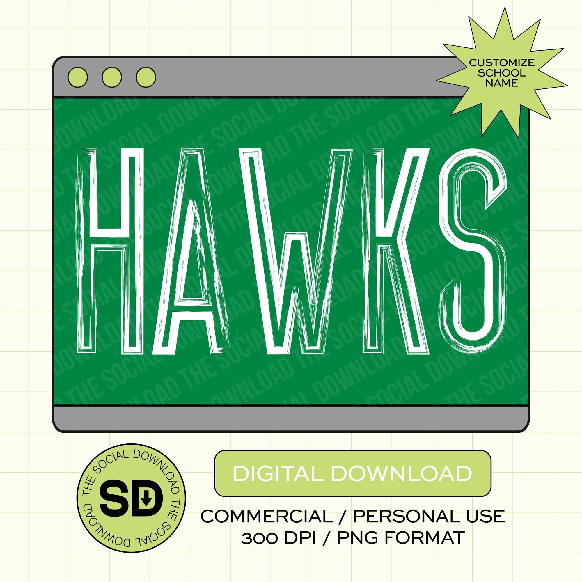 Distressed Team Name Custom School Spirit PNG File (SW1065)