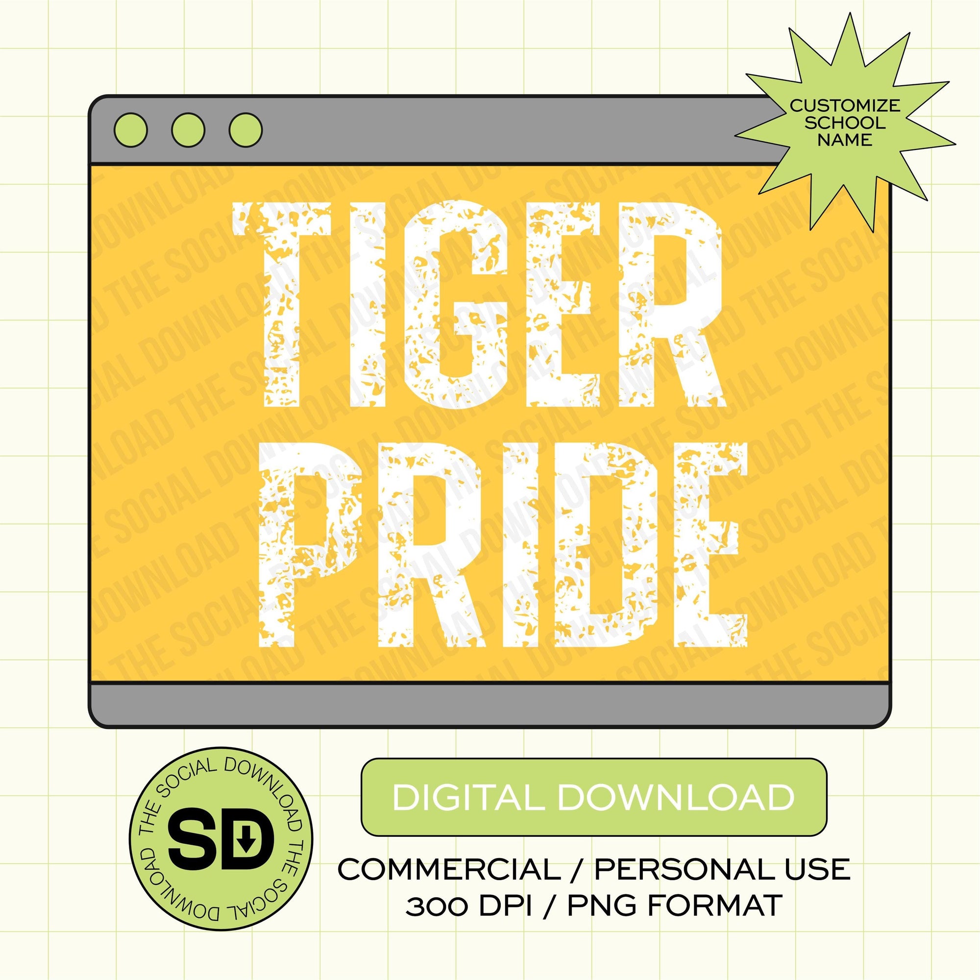 Grungy Team Pride Custom School Spirit PNG File (SW1067)
